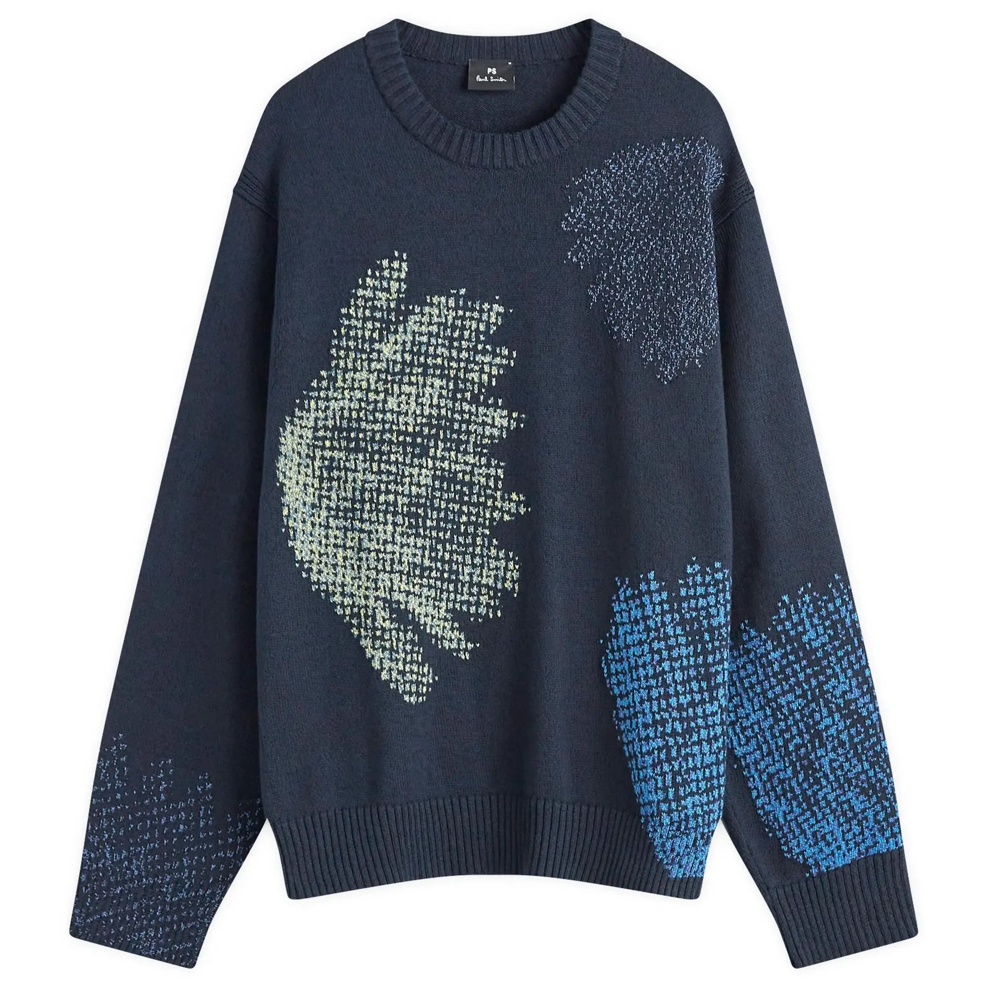 Paul Smith Men's Pixilated Flower Crew Sweater Navy