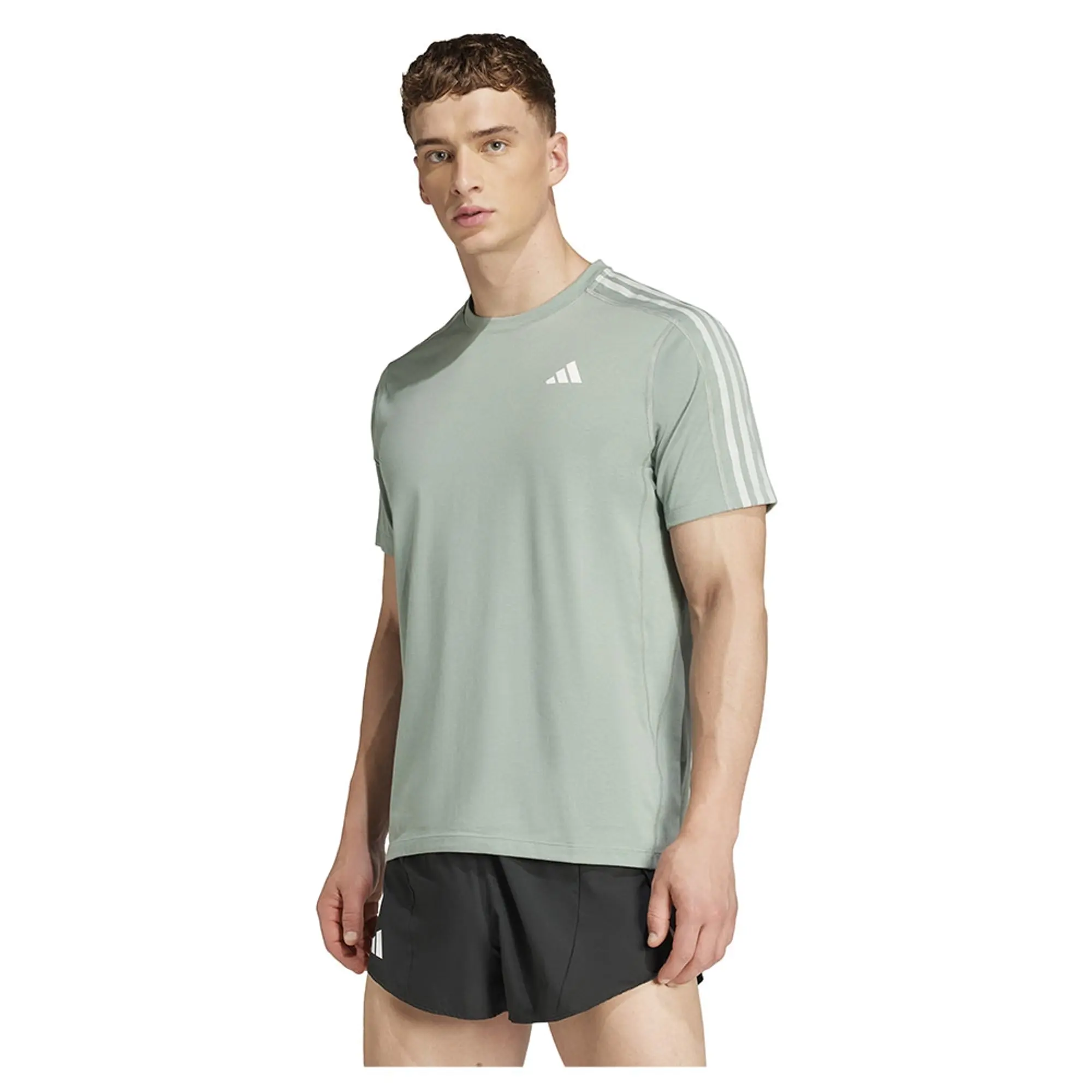 adidas Own The Run 3S Running Shirt Men - Sage, White