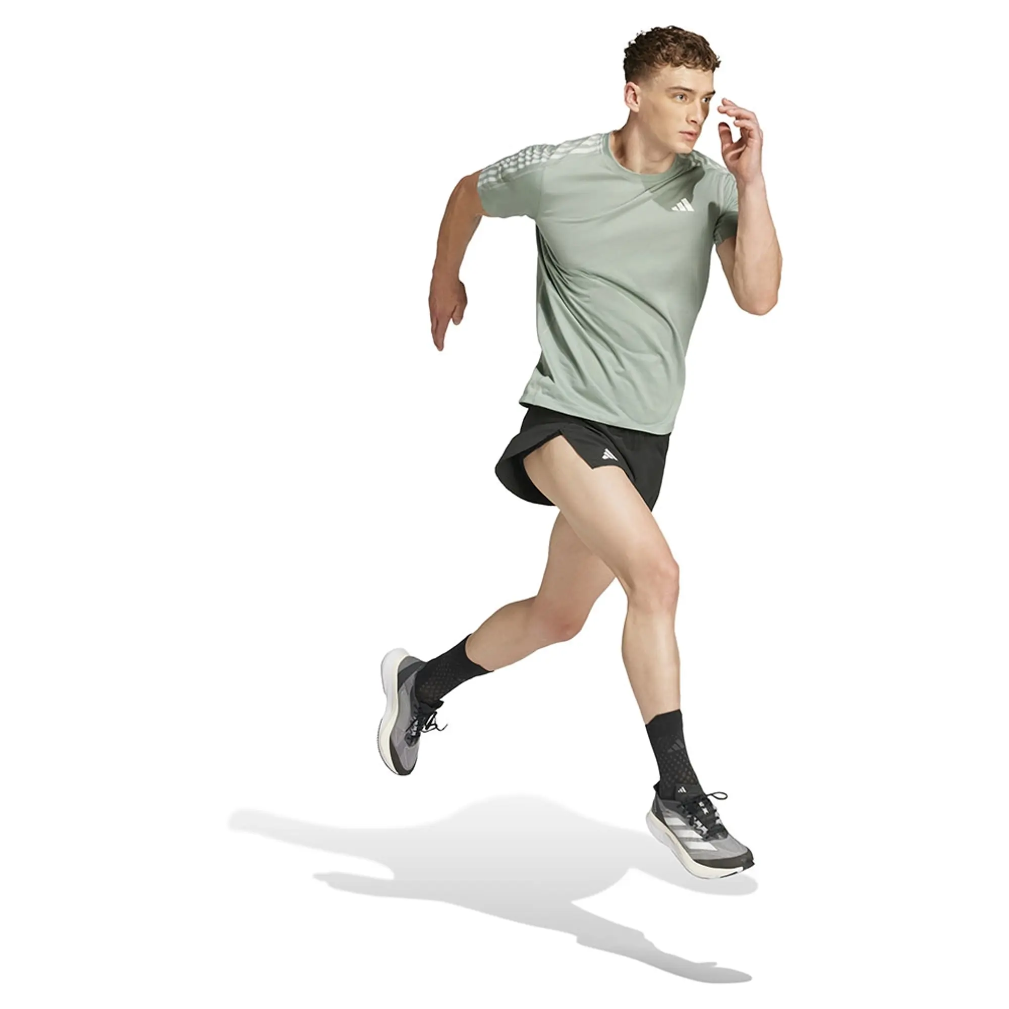 adidas Own The Run 3S Running Shirt Men - Sage, White
