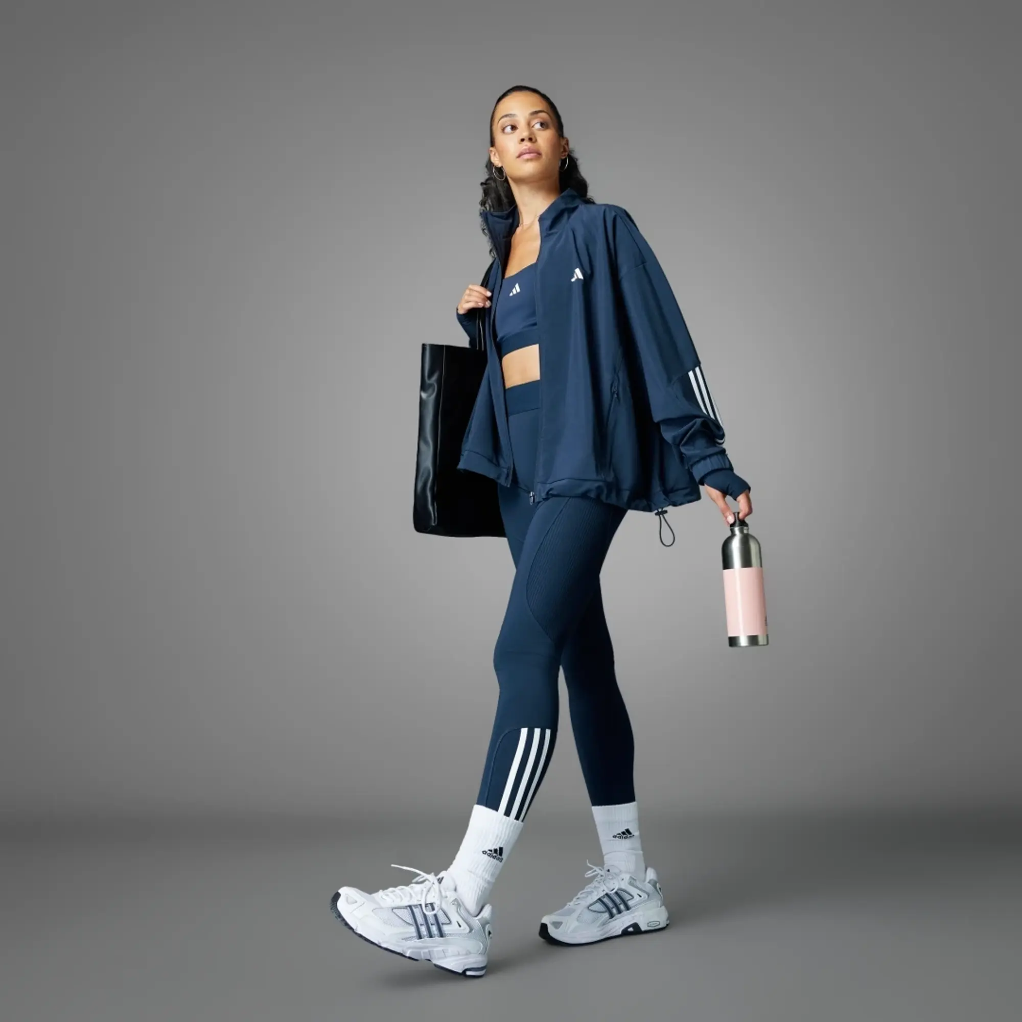 Adidas Training Hyperglam Full Length Leggings In Dark Blue-Navy