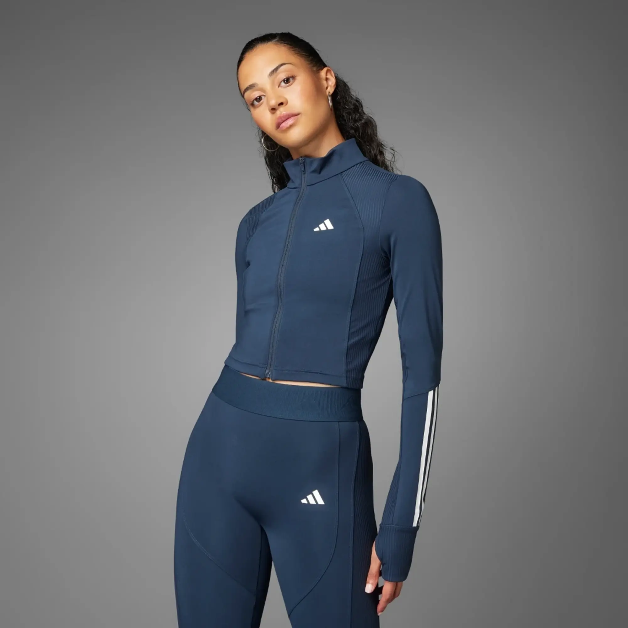 adidas Hyperglam Full-Zip Ribbed Cover-Up