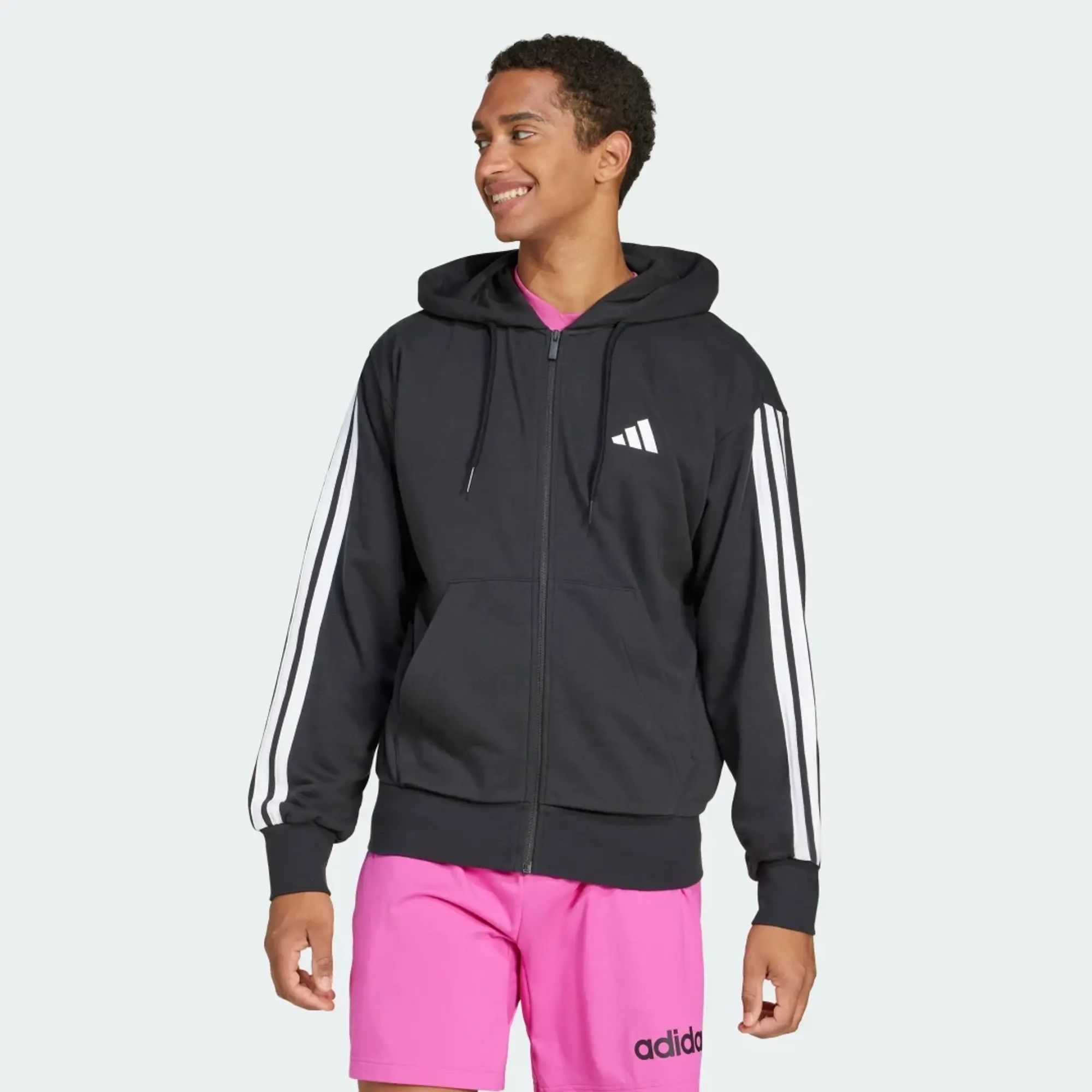 adidas Men Essentials 3 Stripes French Terry Full Zip Hoodie