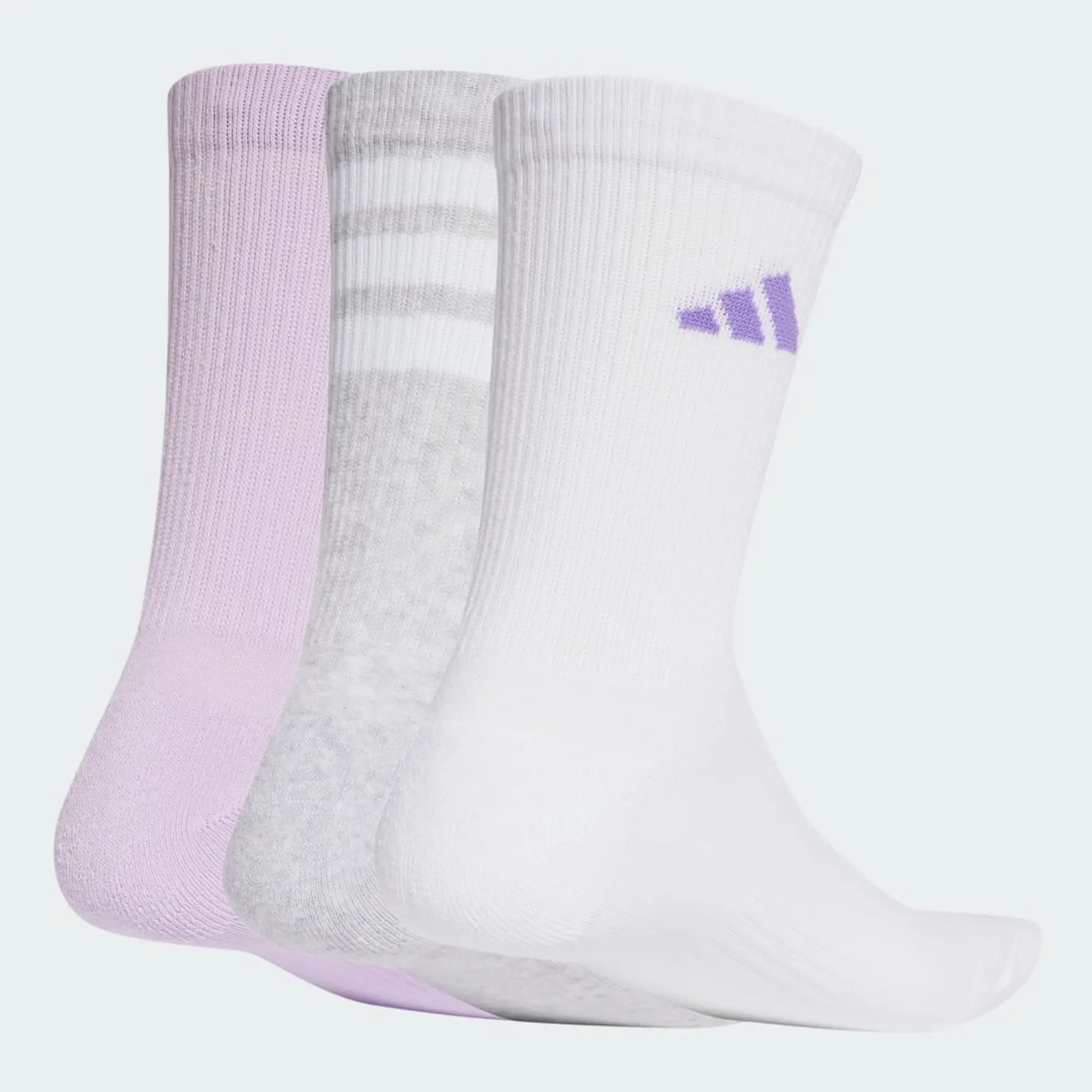 Adidas Training Crew Socks In Grey White Lilac 3 Pack-Multi