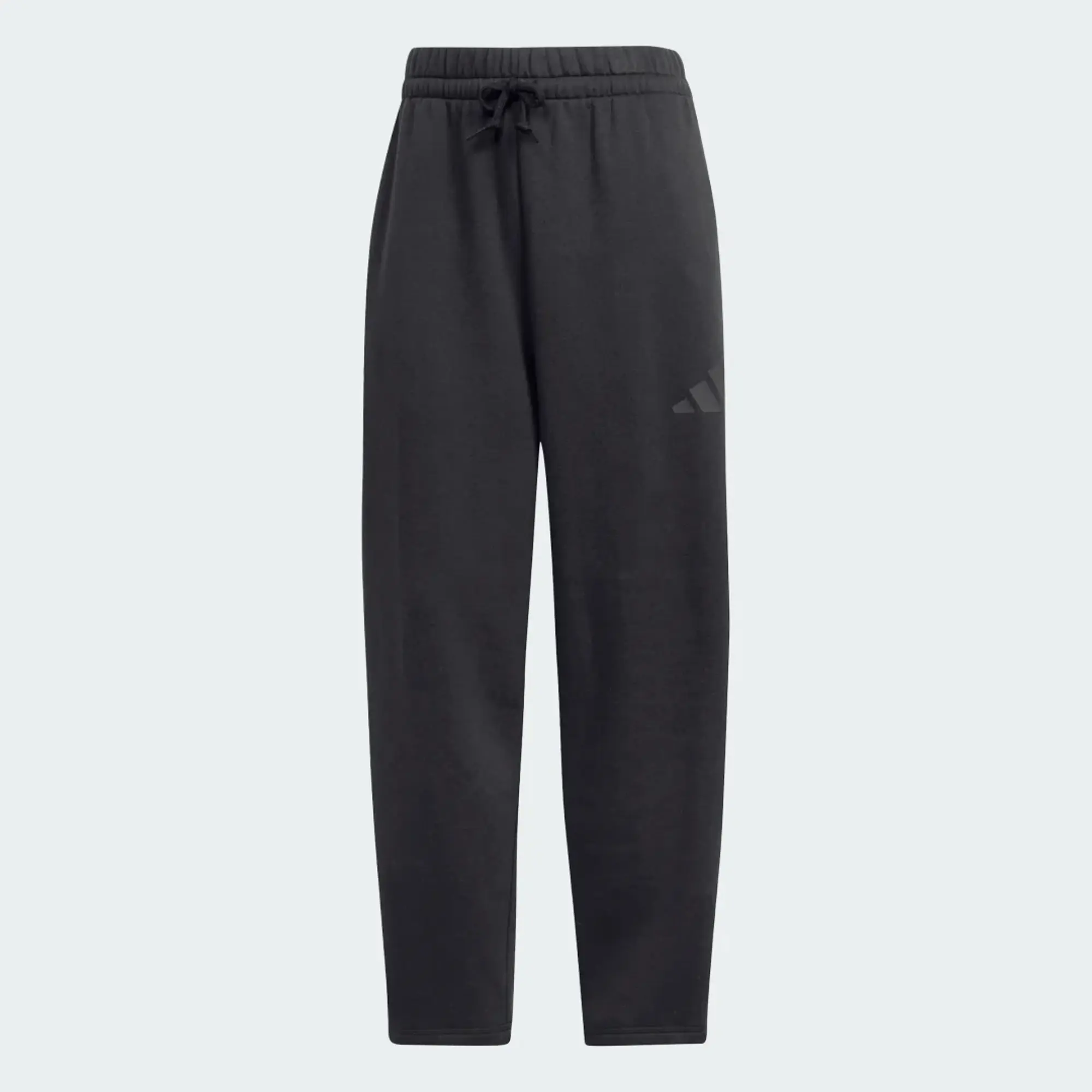 Adidas Essentials Contemporary Logo Fleece Barrel Pants In Black