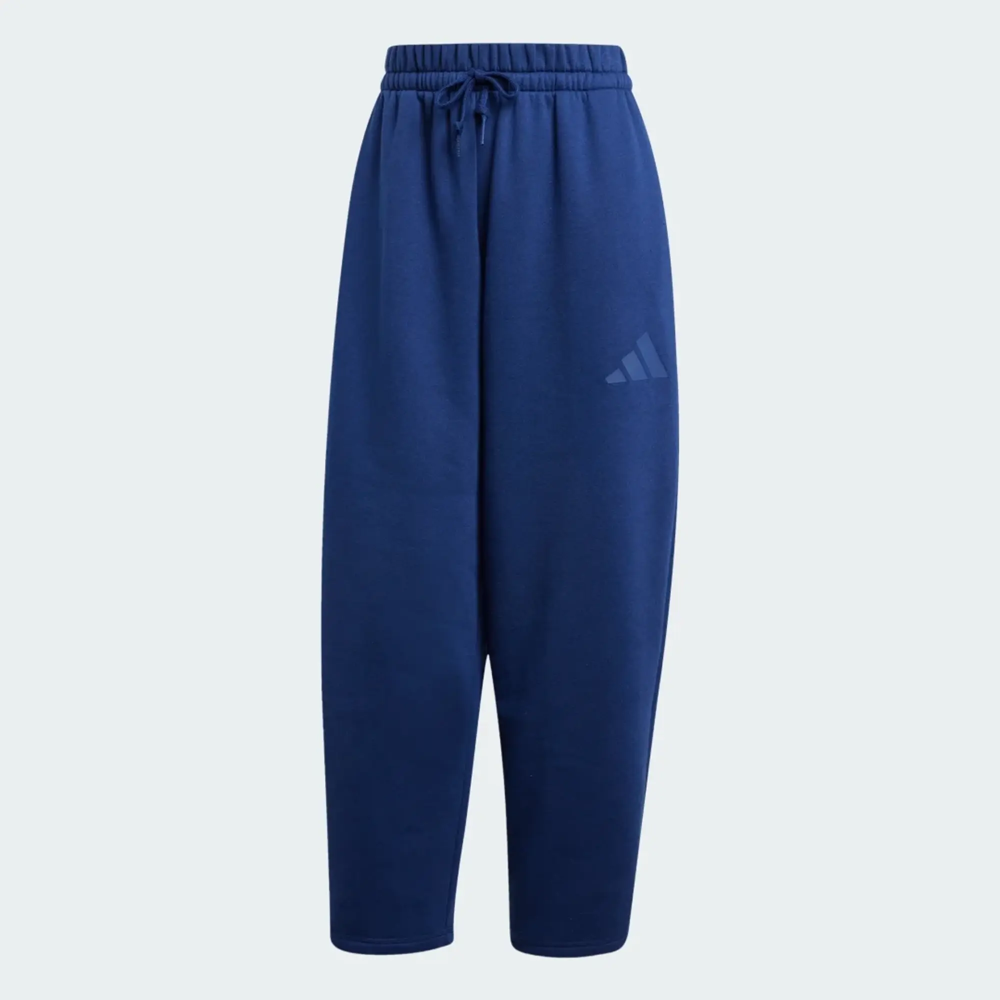 Adidas Essentials Contemporary Logo Fleece Barrel Pants In Dark Blue