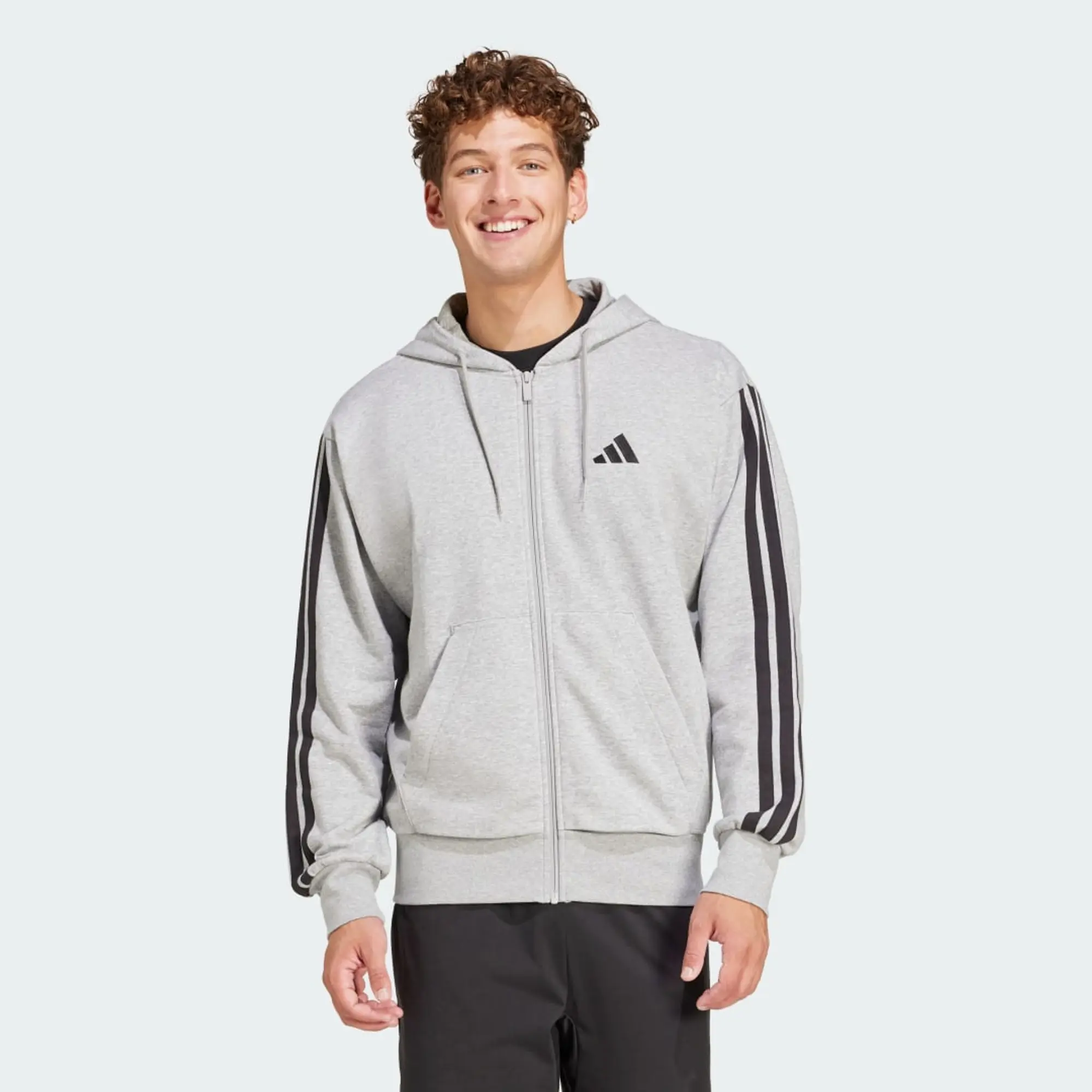 Adidas Essentials 3 Stripes French Terry Full Zip Sweatshirt