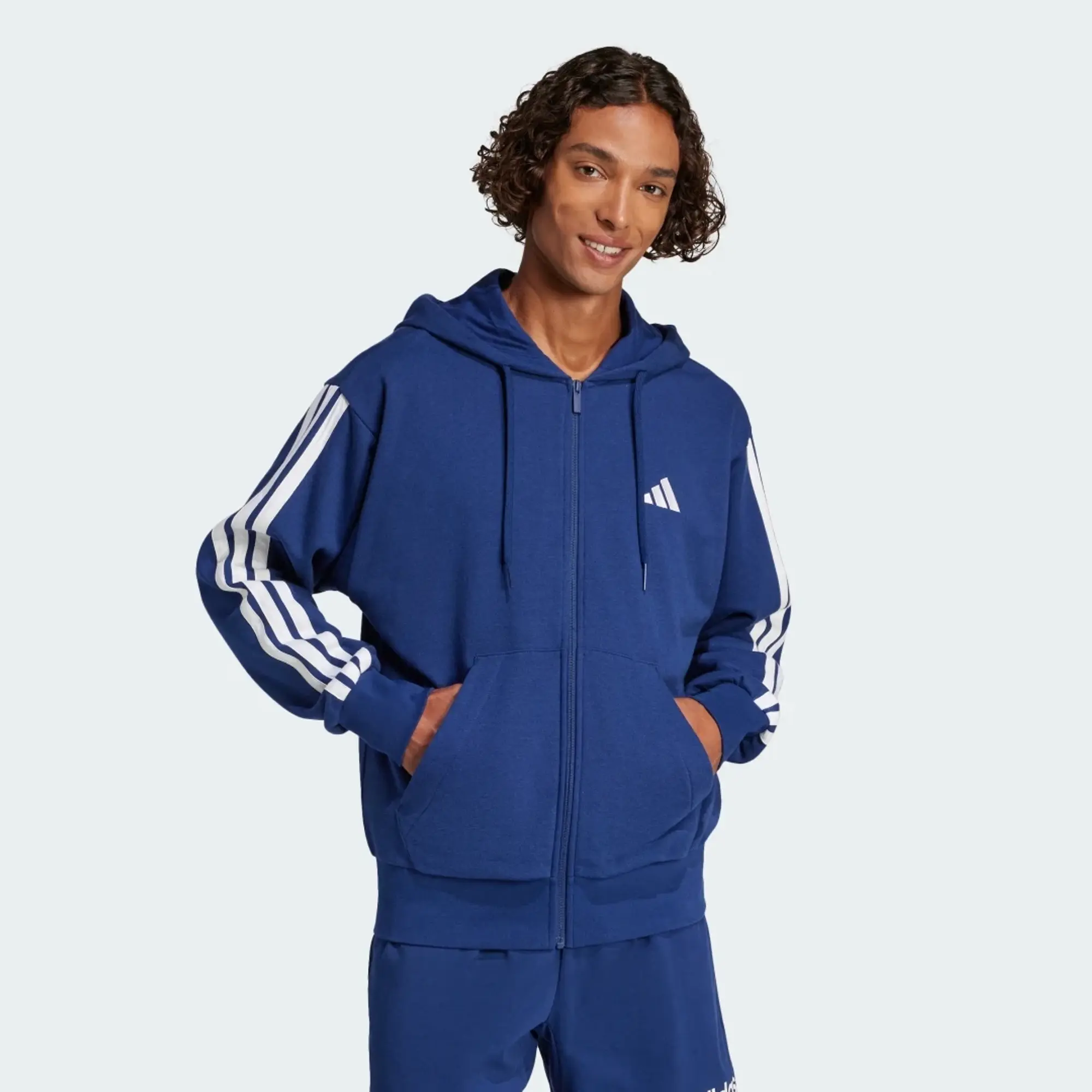 Adidas Essentials 3 Stripes French Terry Full Zip Sweatshirt