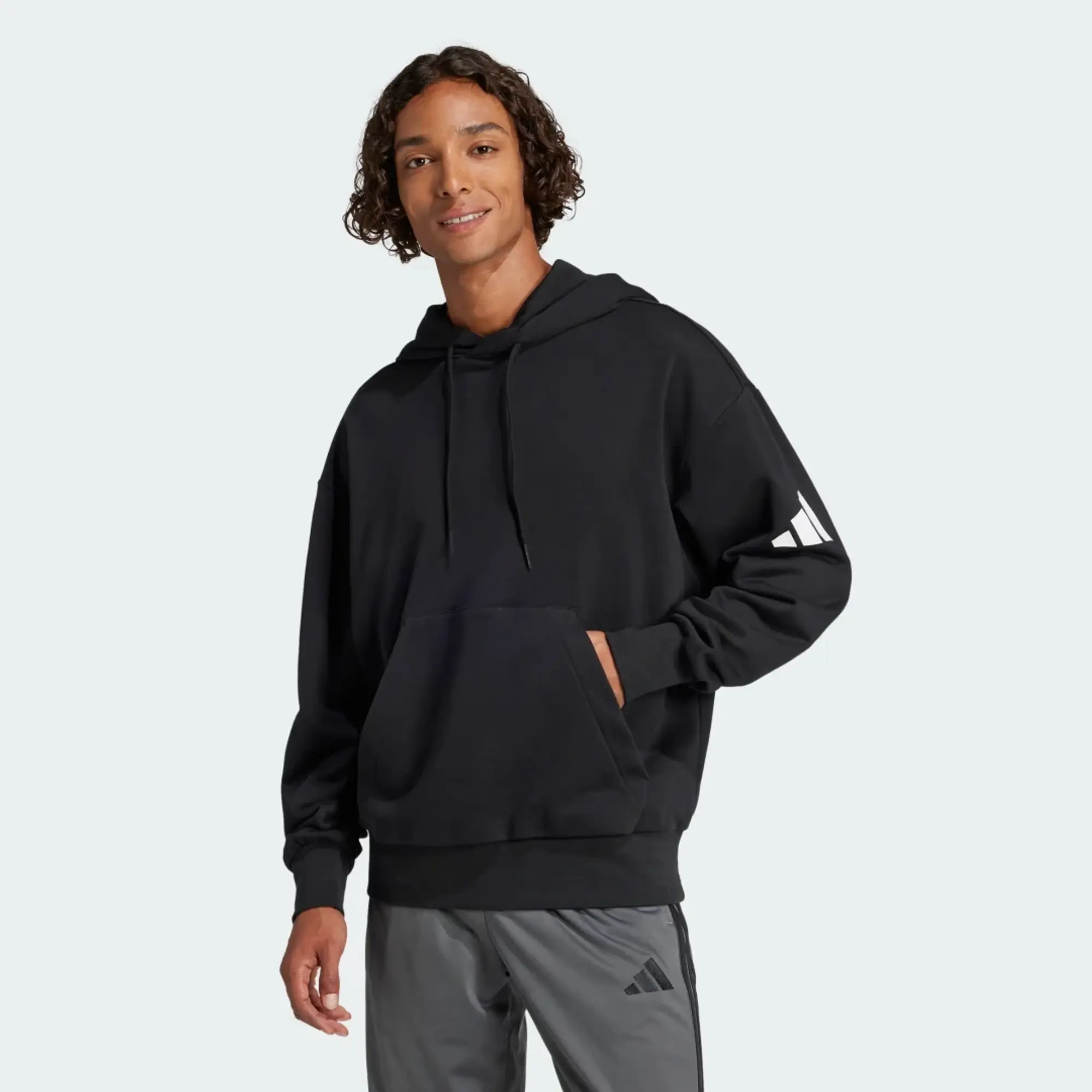 Adidas Essentials Loose Fit 3 Bar Logo French Terry Hoodie