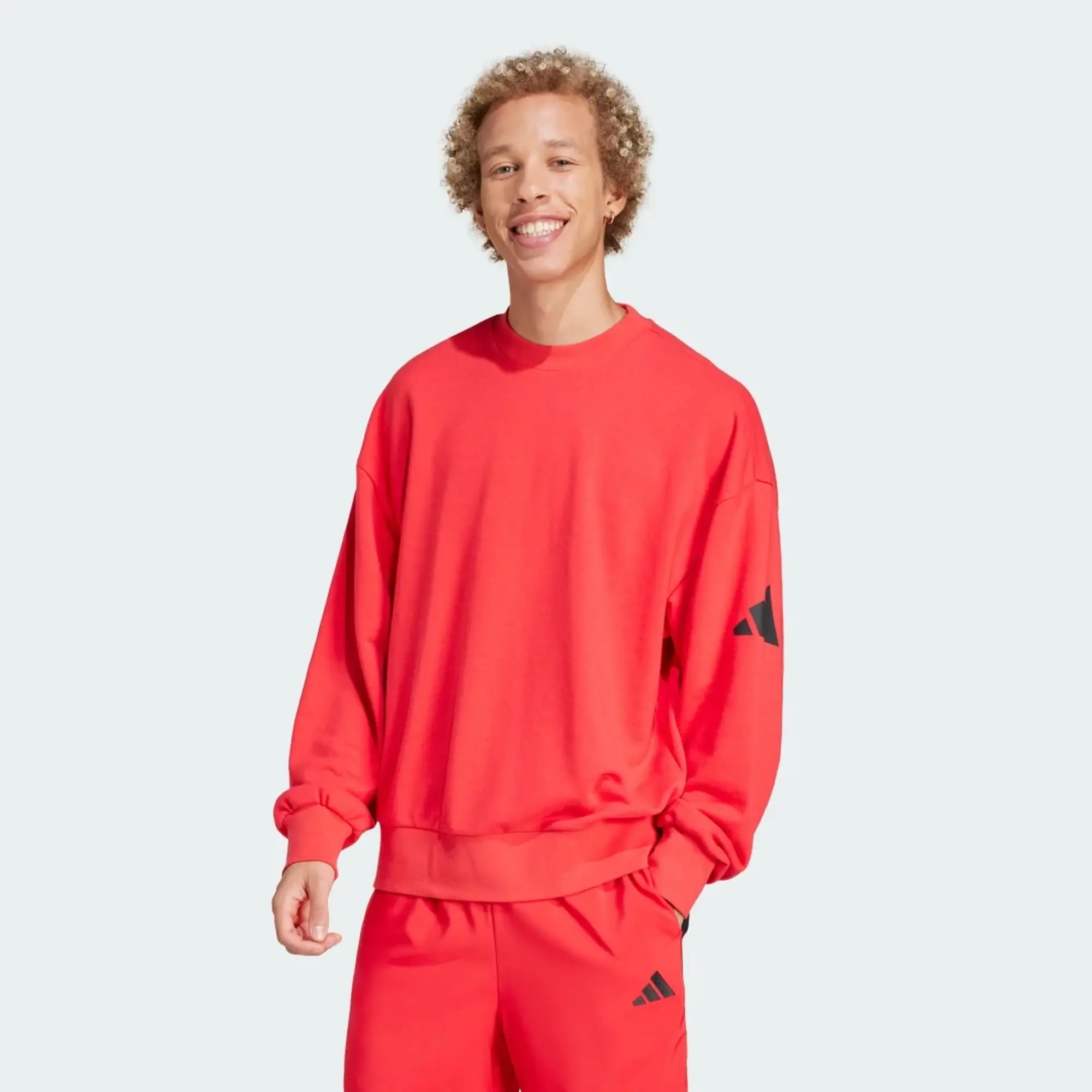 adidas Men Essentials Loose Fit 3 Bar Logo Sweatshirt