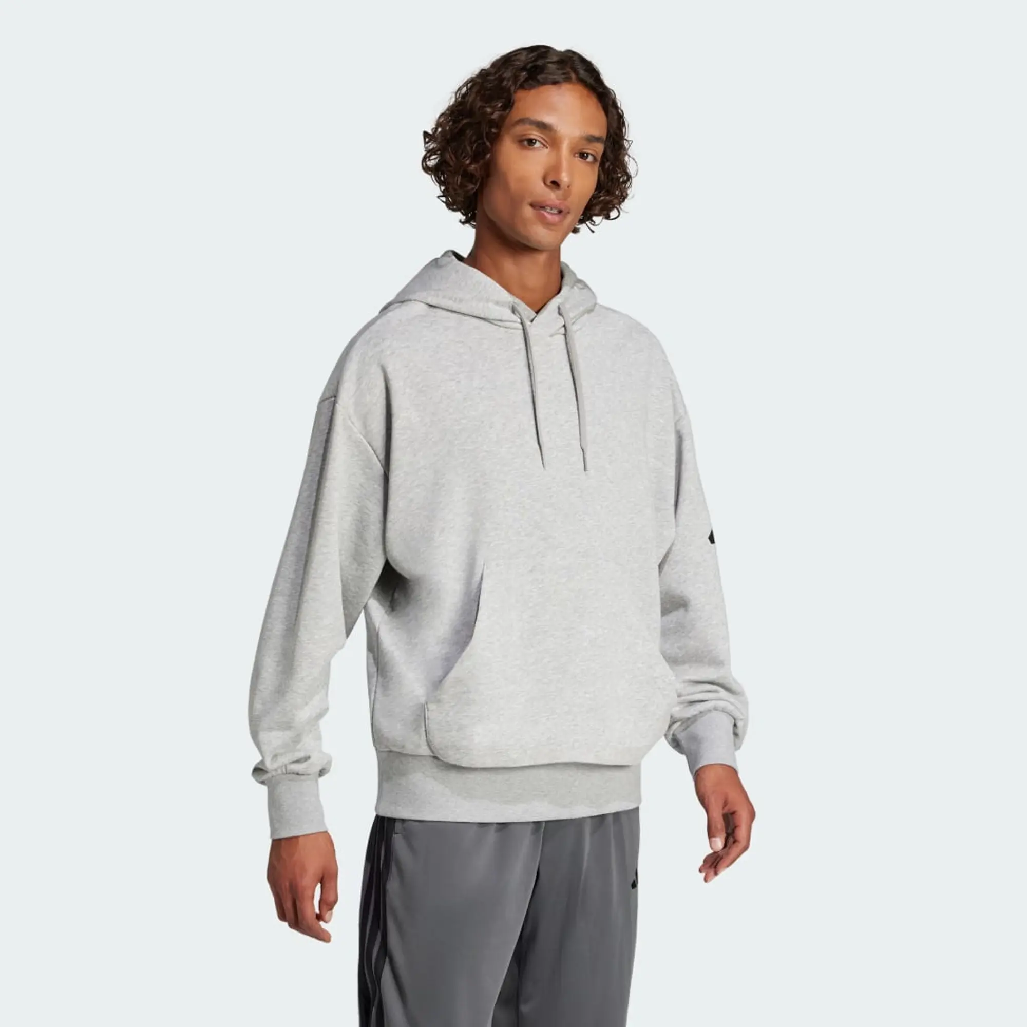 adidas Men Essentials Loose Fit 3 Bar Logo French Terry Hood