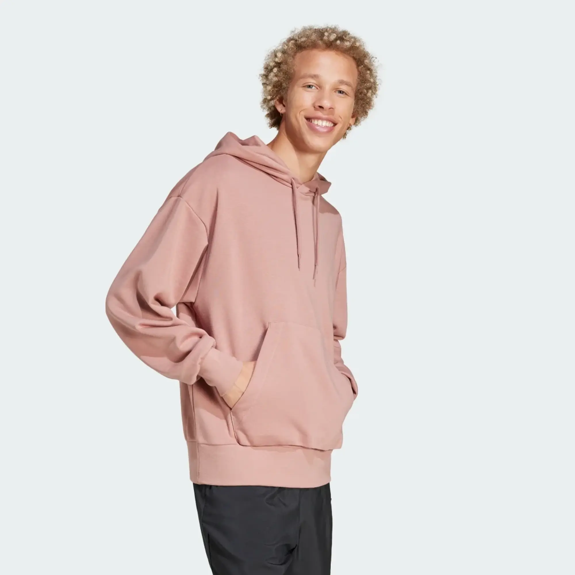 adidas Men Essentials Loose Fit 3 Bar Logo French Terry Hood