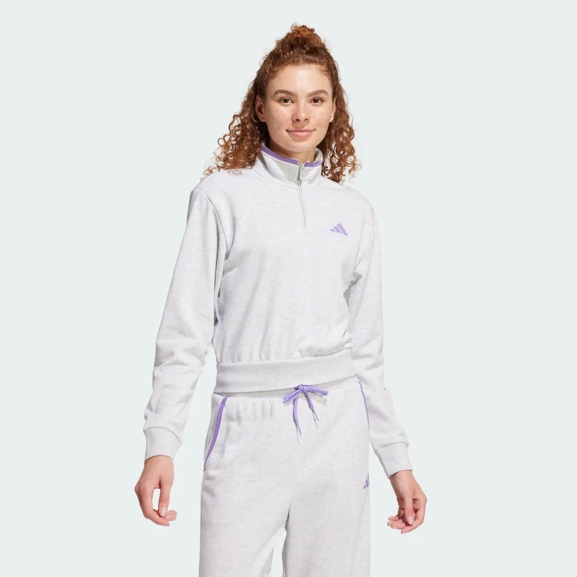 Adidas Essentials Color Pop French Terry Crop Half Zip Sweatshirt