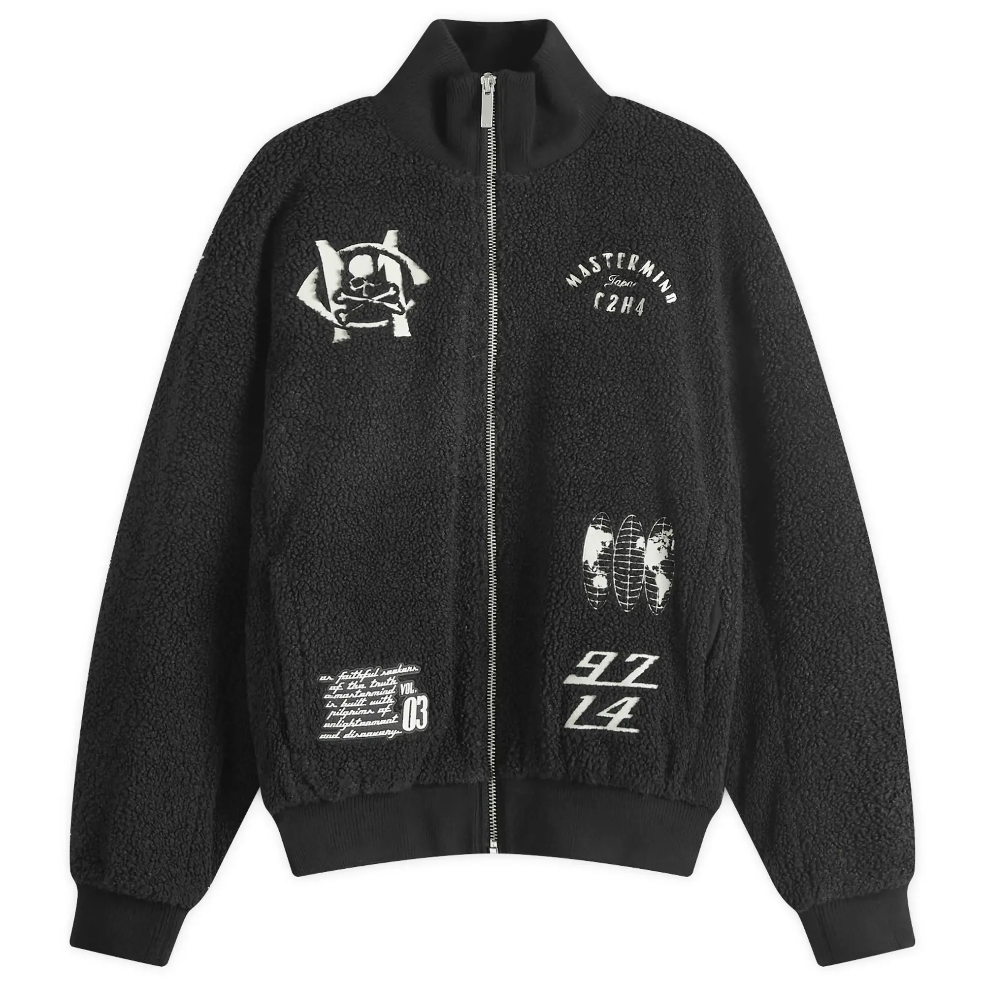 C2H4 Men's x mastermind JAPAN Fleece Jacket Fuzzy Black