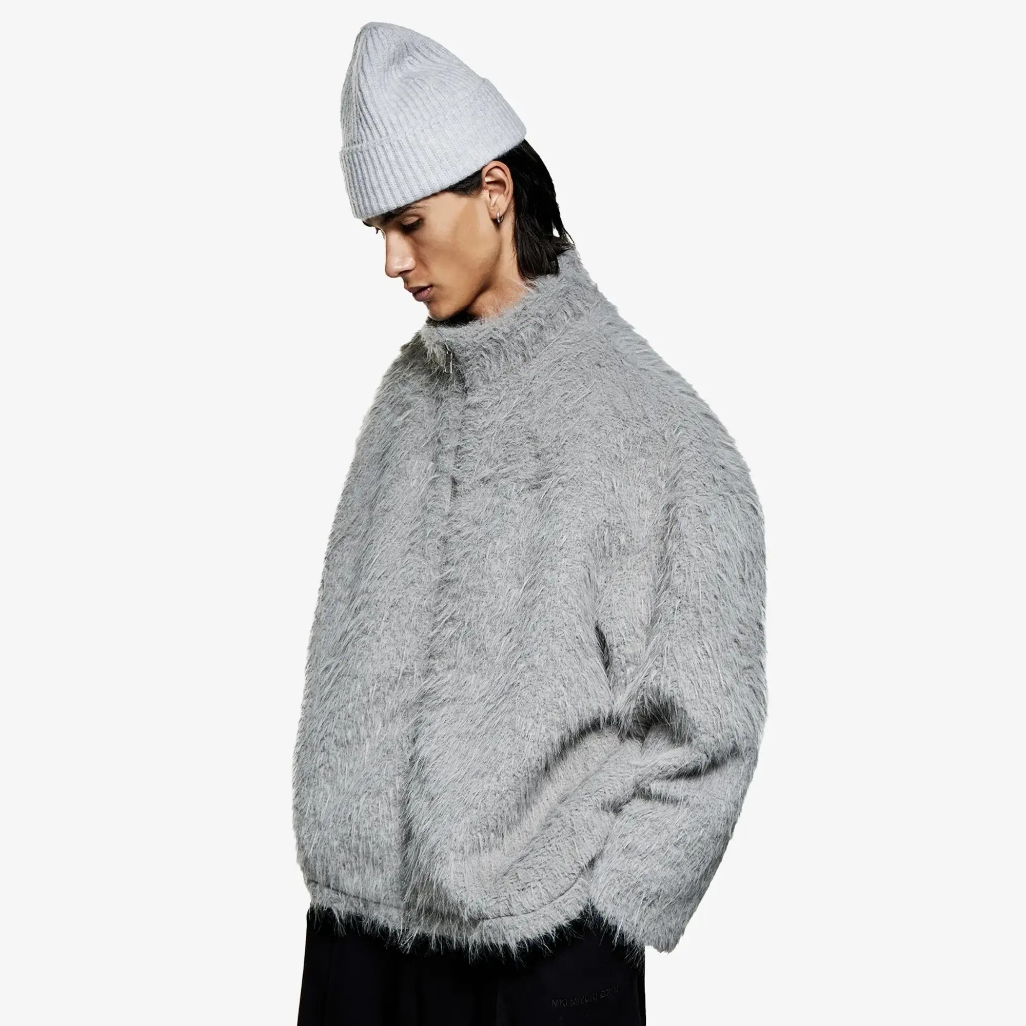 MKI Men's Faux Alpaca Track Jacket Light Grey