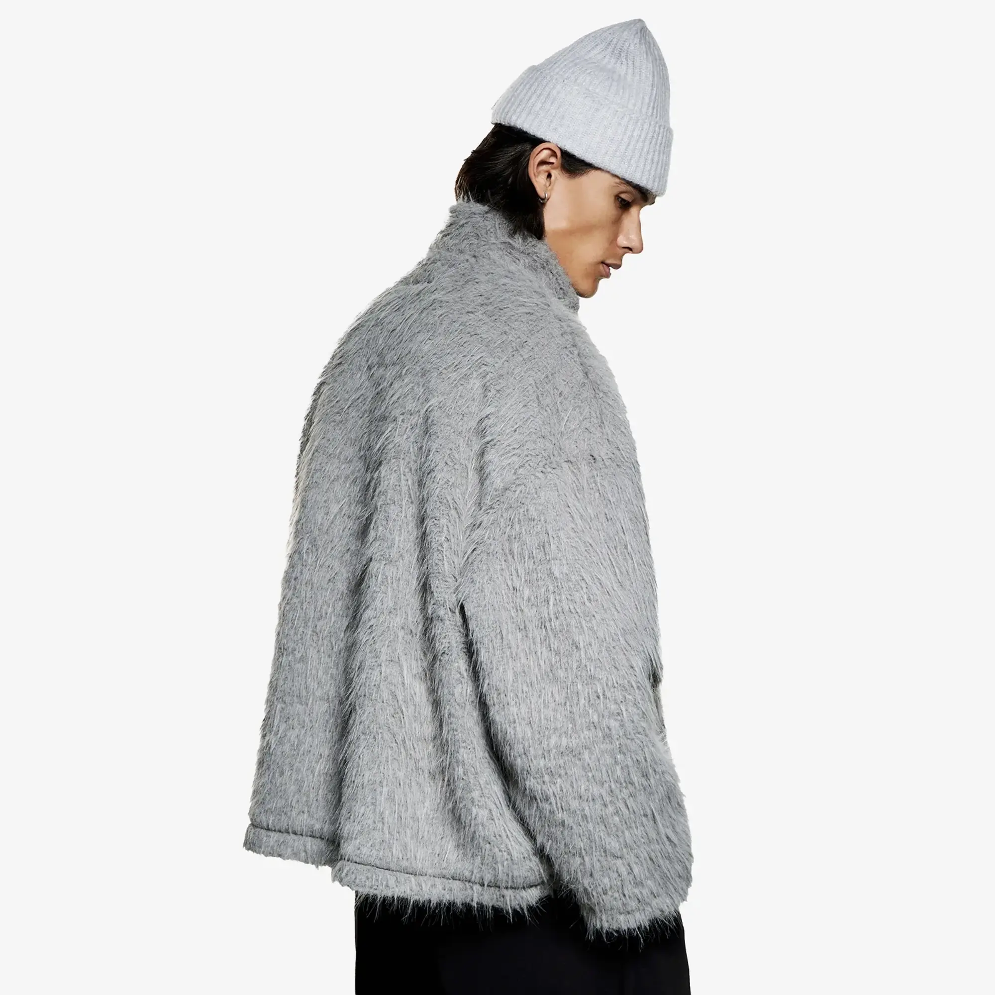 MKI Men's Faux Alpaca Track Jacket Light Grey