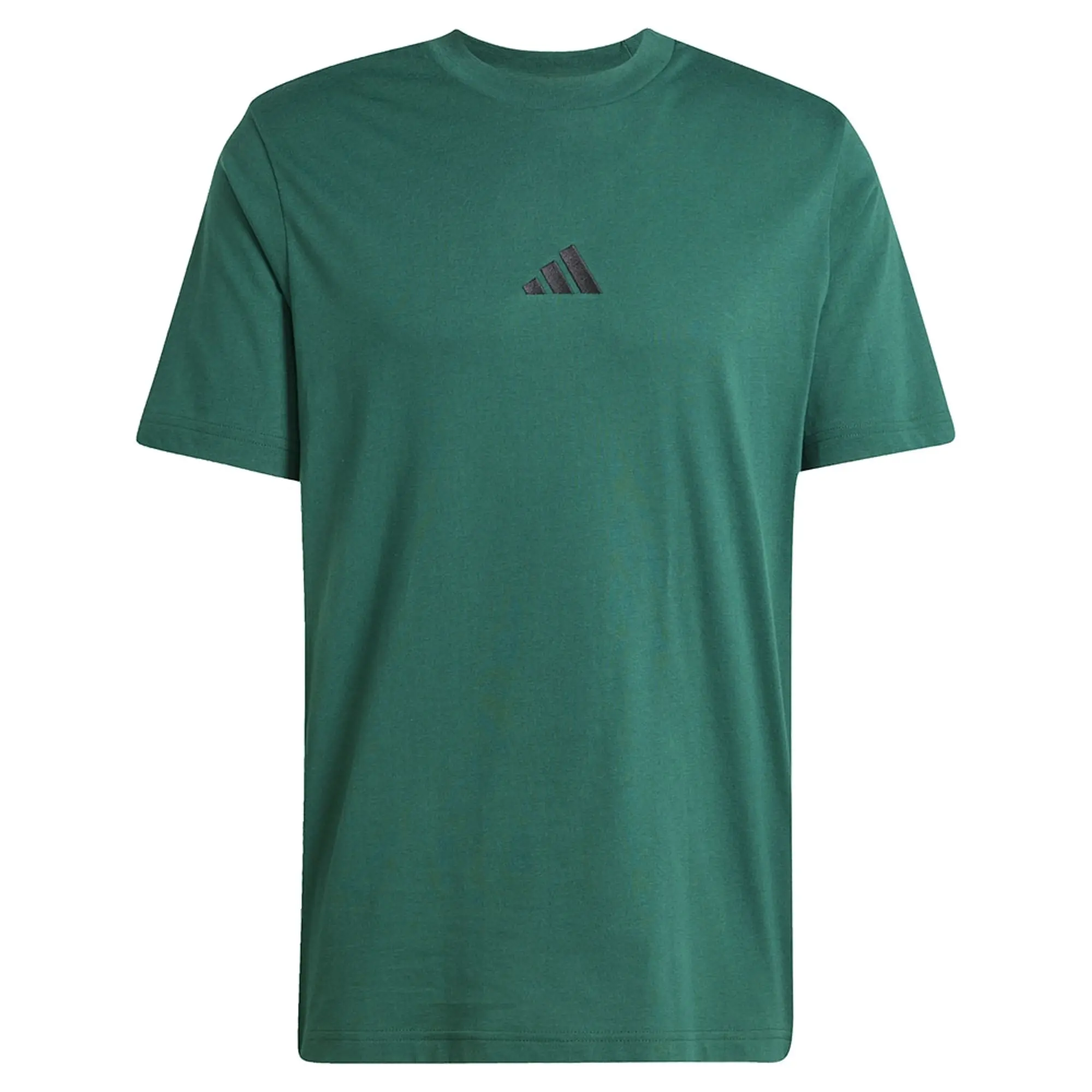 adidas Men's Essential Three Stripes Single Jersey T-Shirt, Green/Black