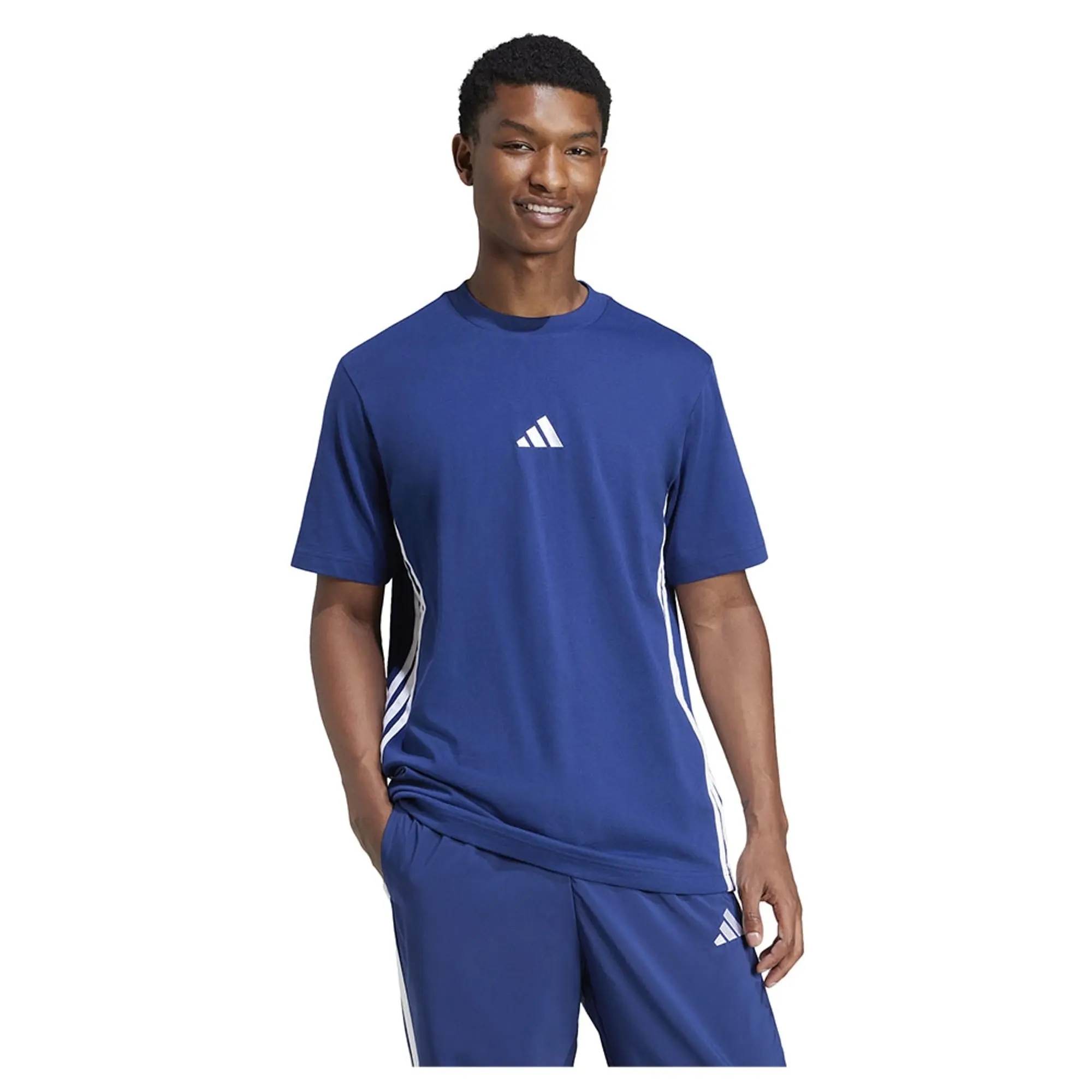 Manchester United x adidas Essentials 3-Stripes Single Jersey T-Shirt Blue