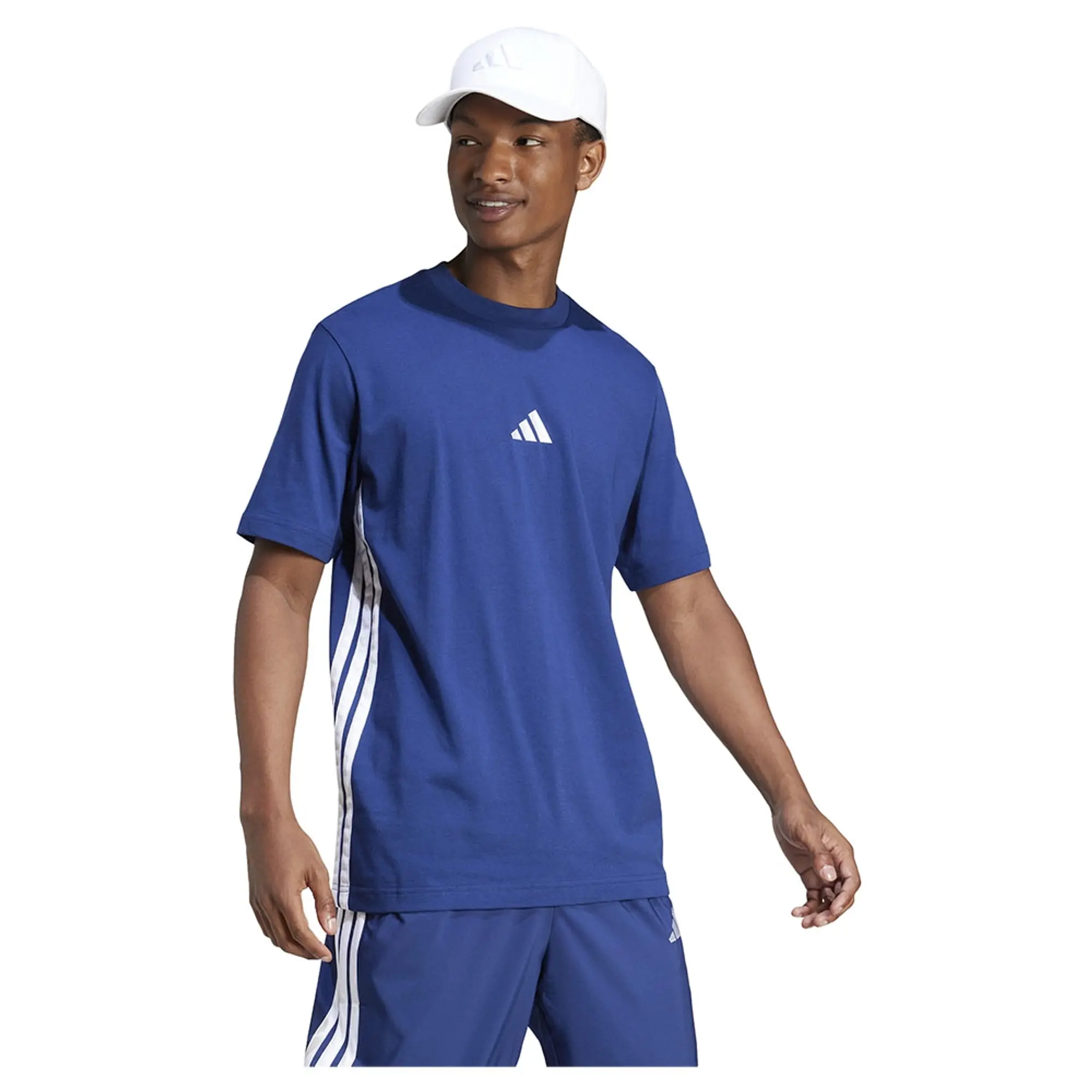 Manchester United x adidas Essentials 3-Stripes Single Jersey T-Shirt Blue