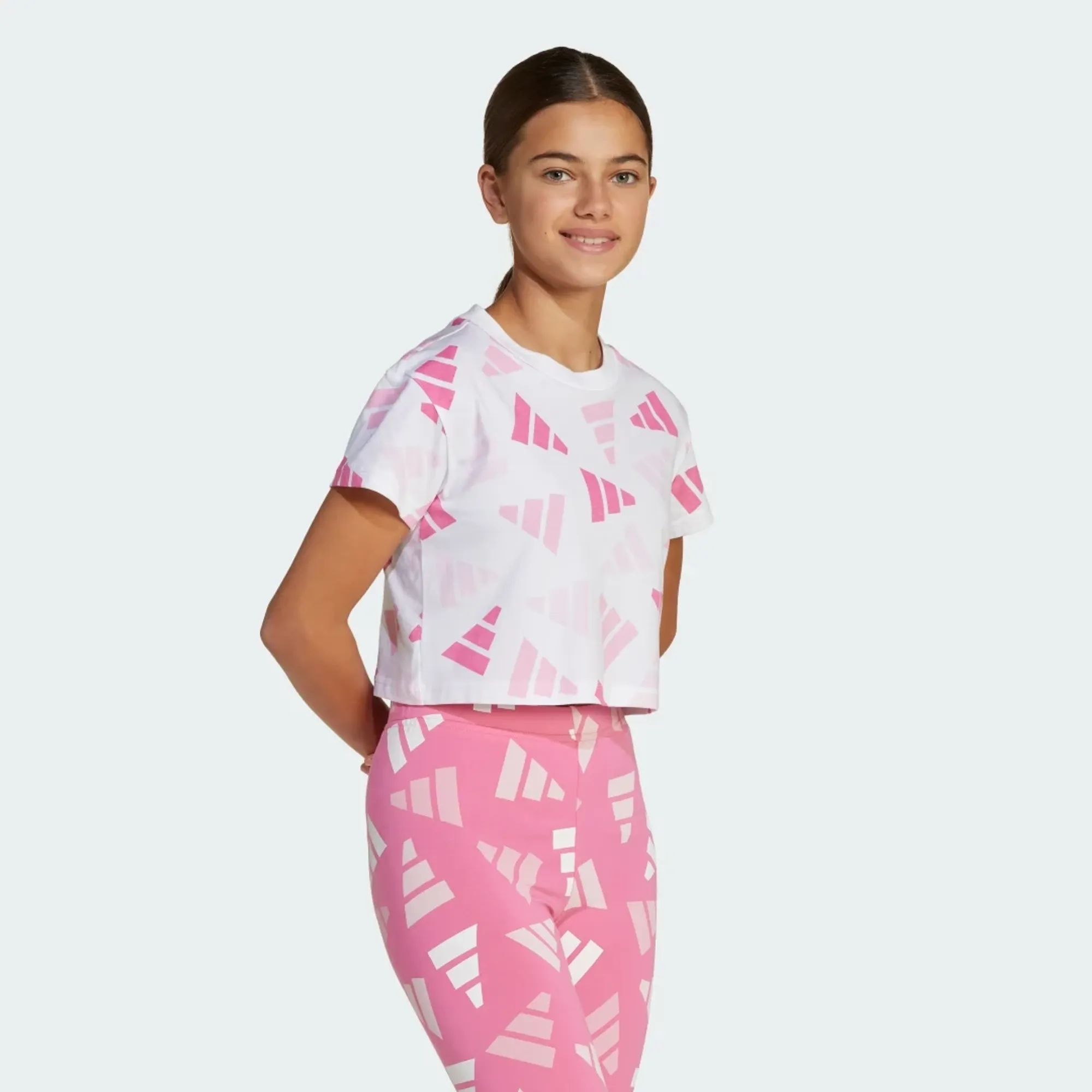 Adidas Seasonal Essentials Logo Celebration Crop Short Sleeve T-shirt