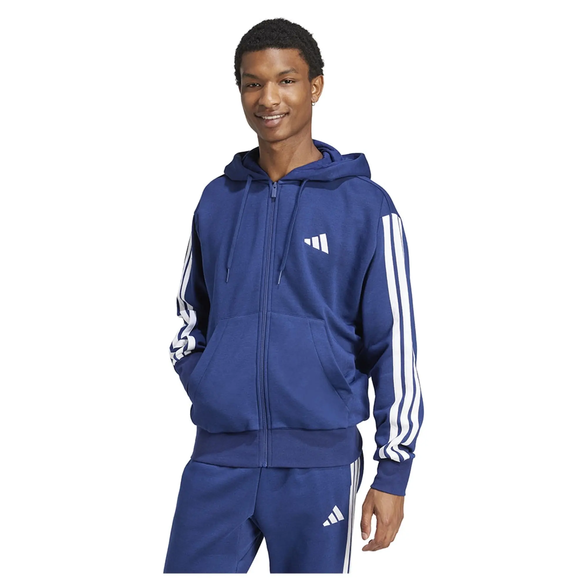 Adidas Essentials 3 Stripes Fleece Full Zip Sweatshirt