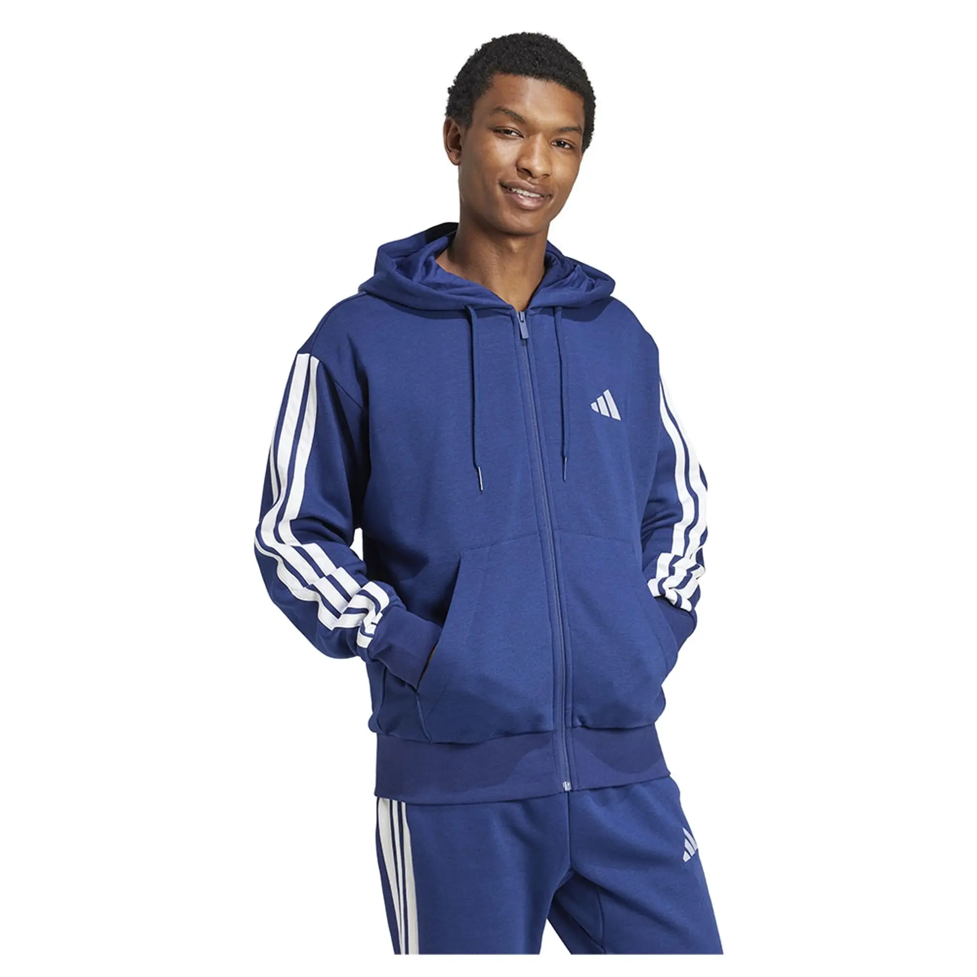 Adidas Essentials 3 Stripes Fleece Full Zip Sweatshirt