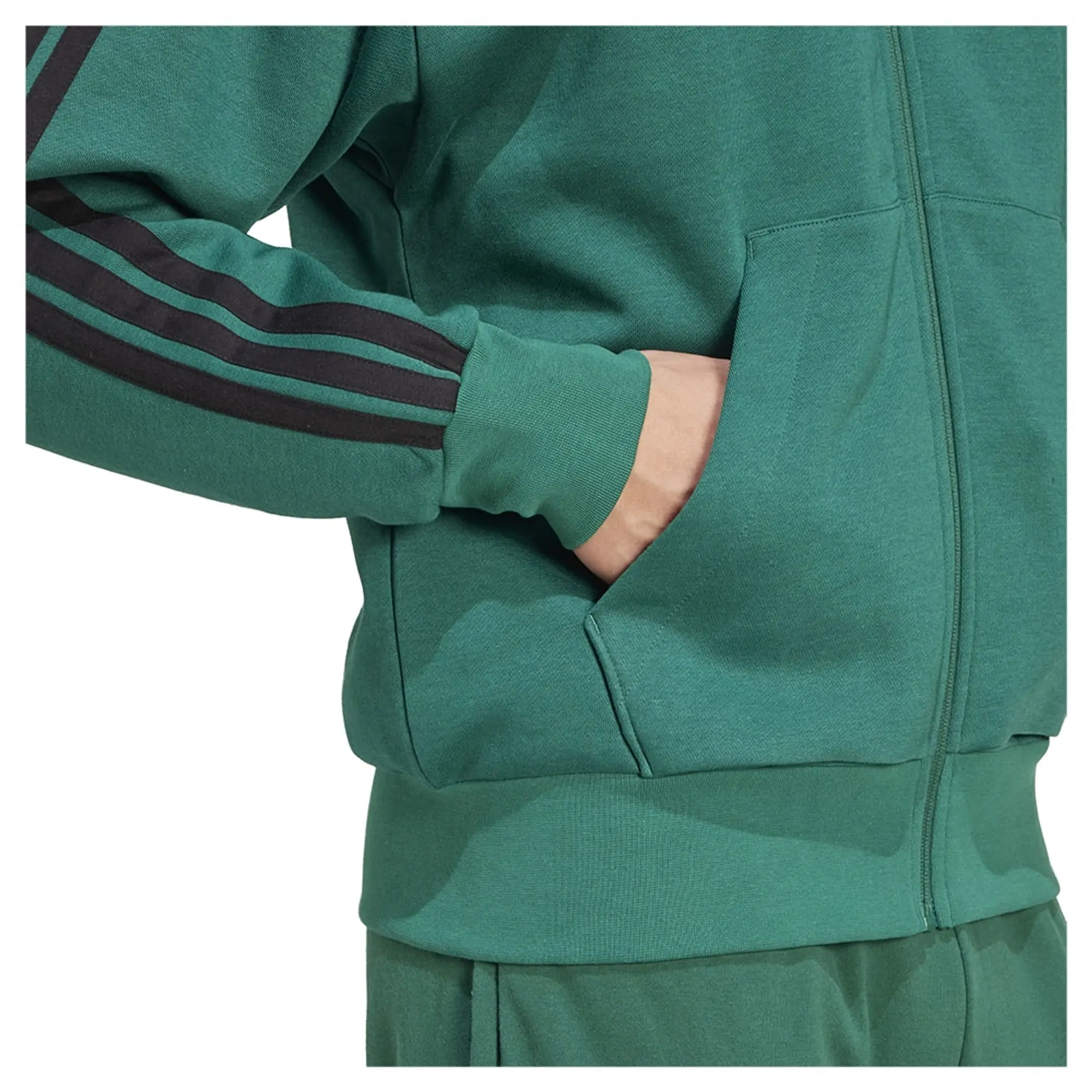 Manchester United x adidas Essentials 3-Stripes Fleece Hoodie Green