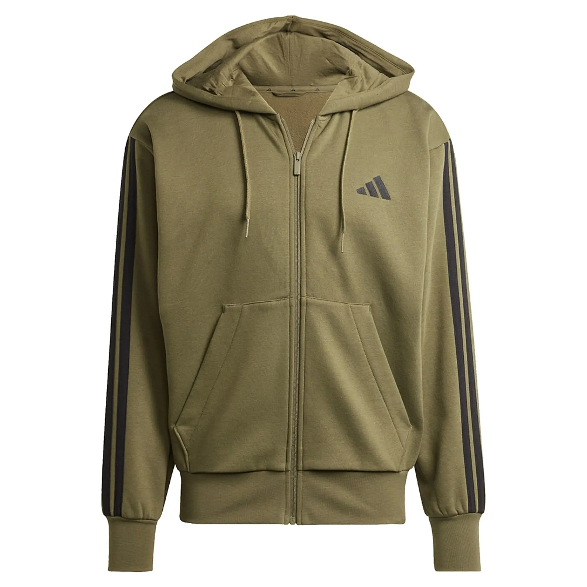 Adidas Essentials 3 Stripes Fleece Full Zip Sweatshirt