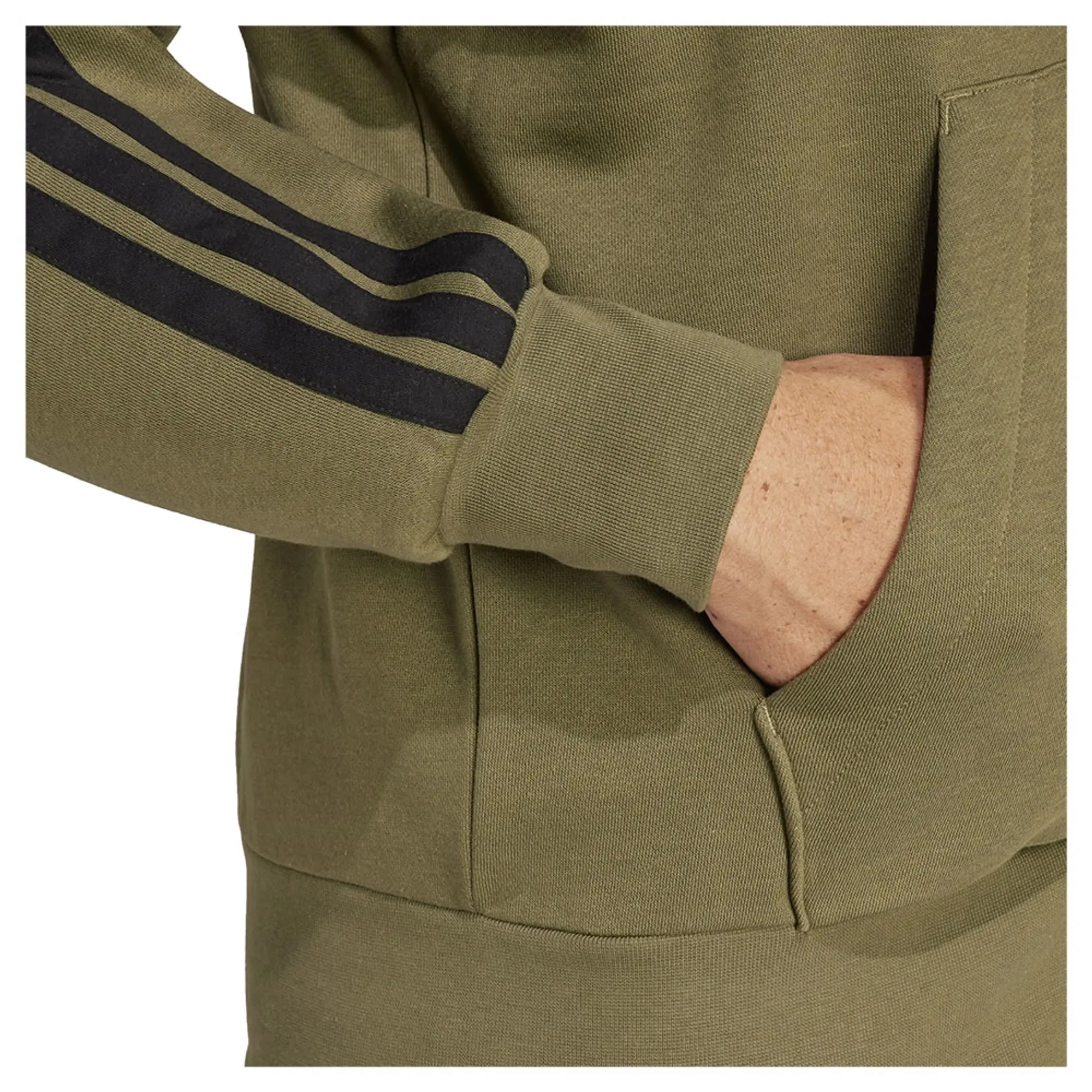 Adidas Essentials 3 Stripes Fleece Full Zip Sweatshirt