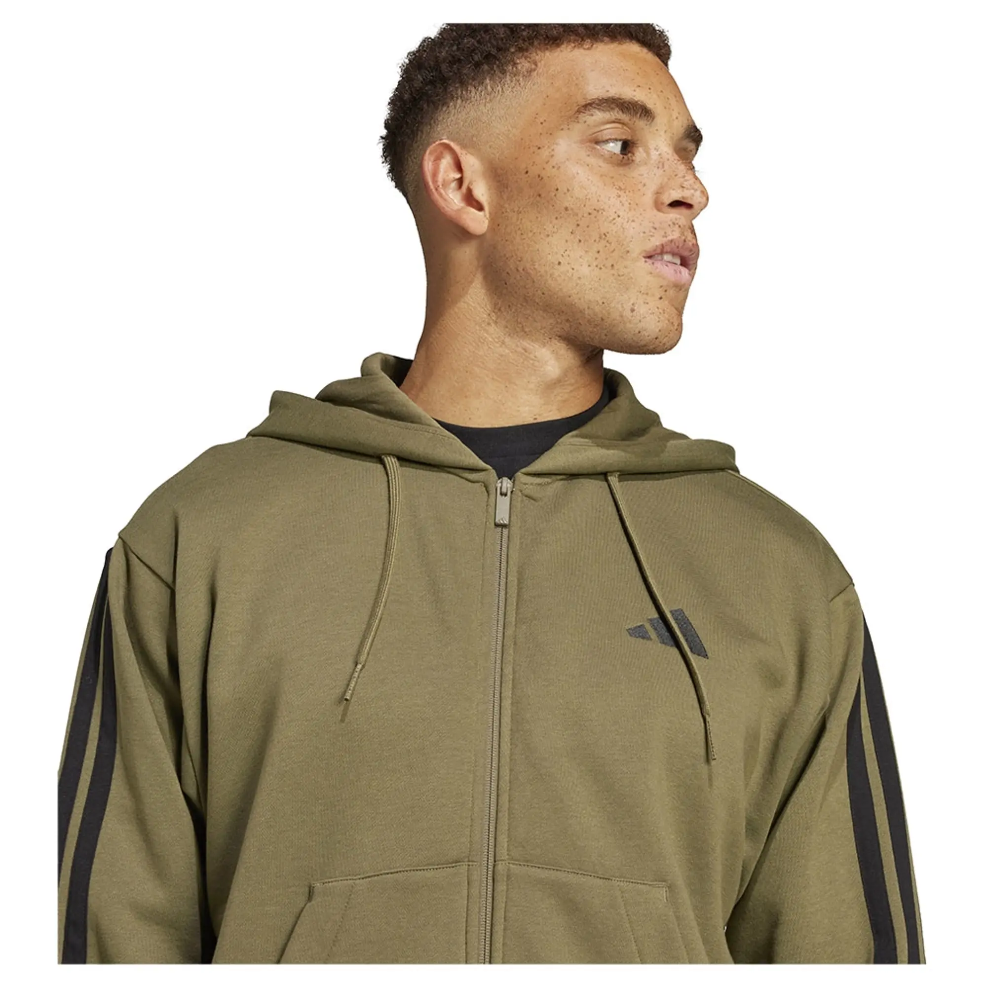 Adidas Essentials 3 Stripes Fleece Full Zip Sweatshirt