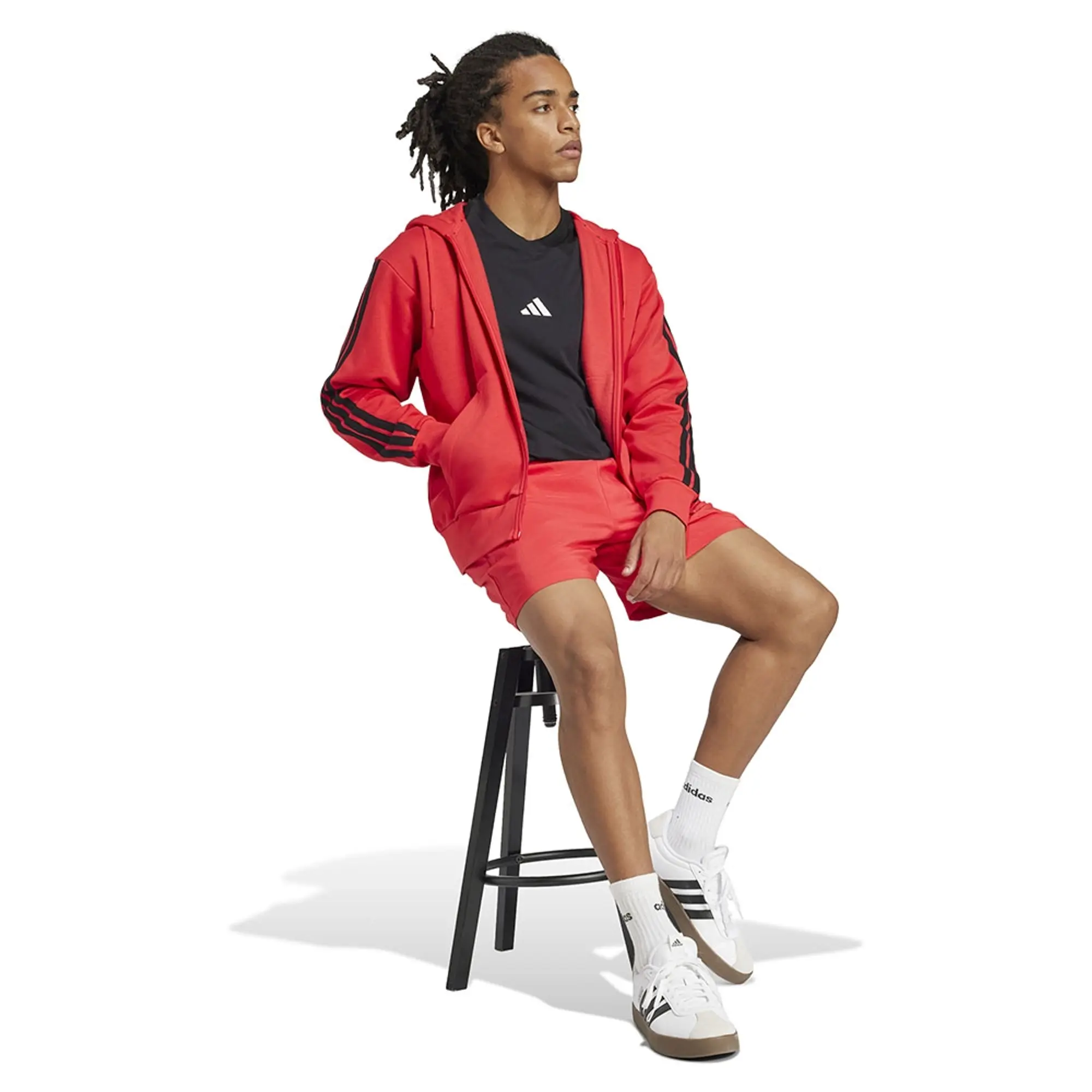 Adidas Essentials 3 Stripes Fleece Full Zip Sweatshirt