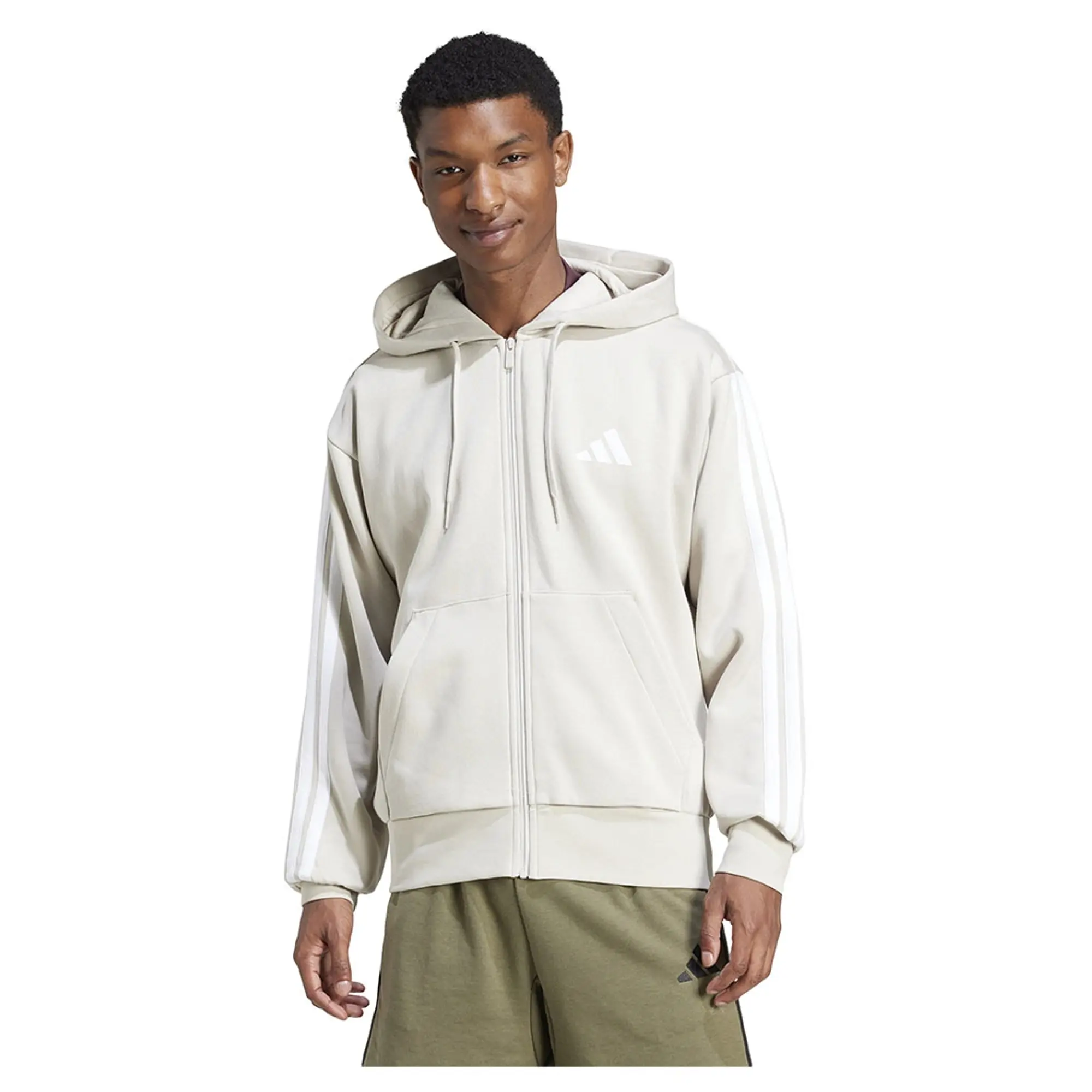 Adidas Essentials 3 Stripes Fleece Full Zip Sweatshirt