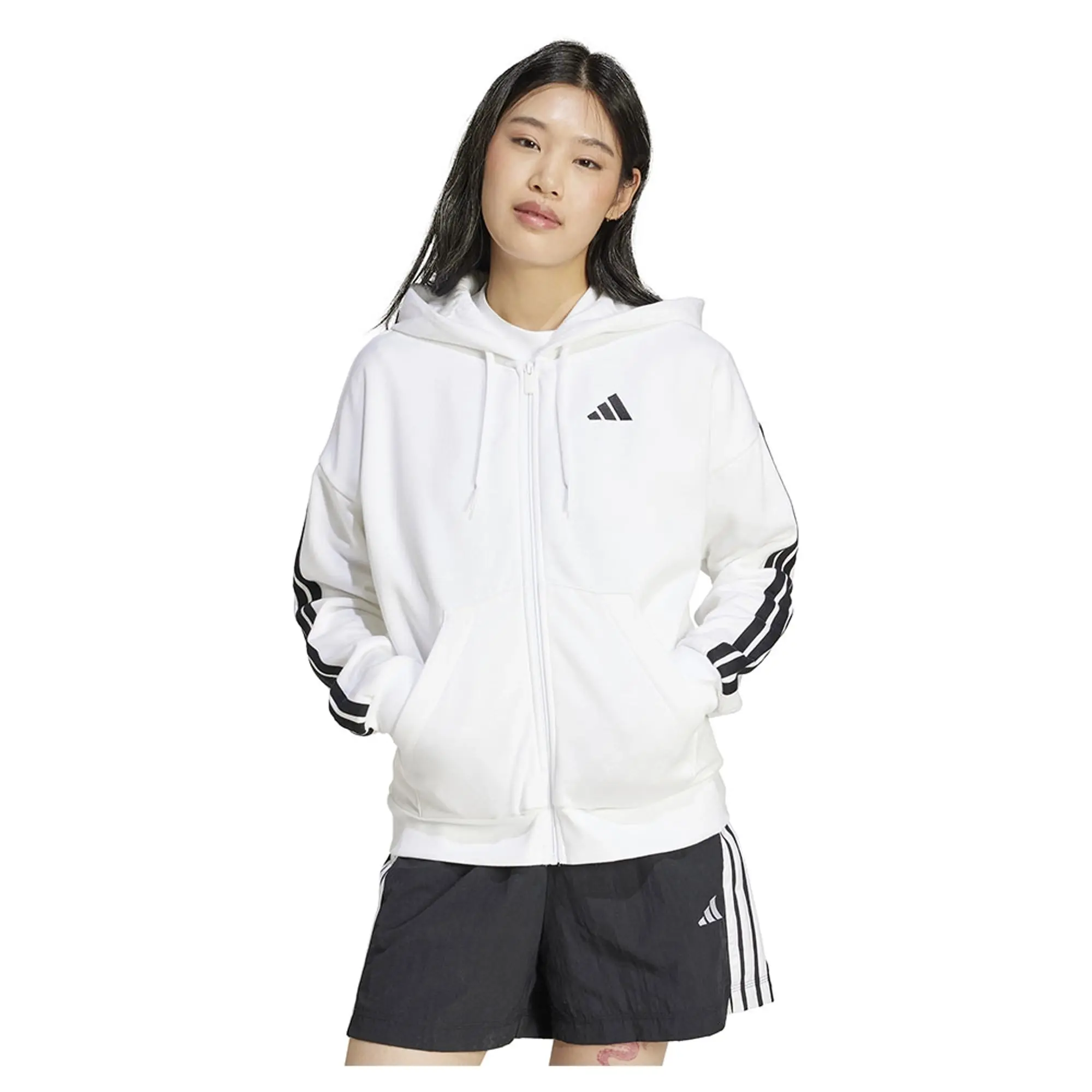 Adidas Essentials 3 Stripes Fleece Full Zip Sweatshirt