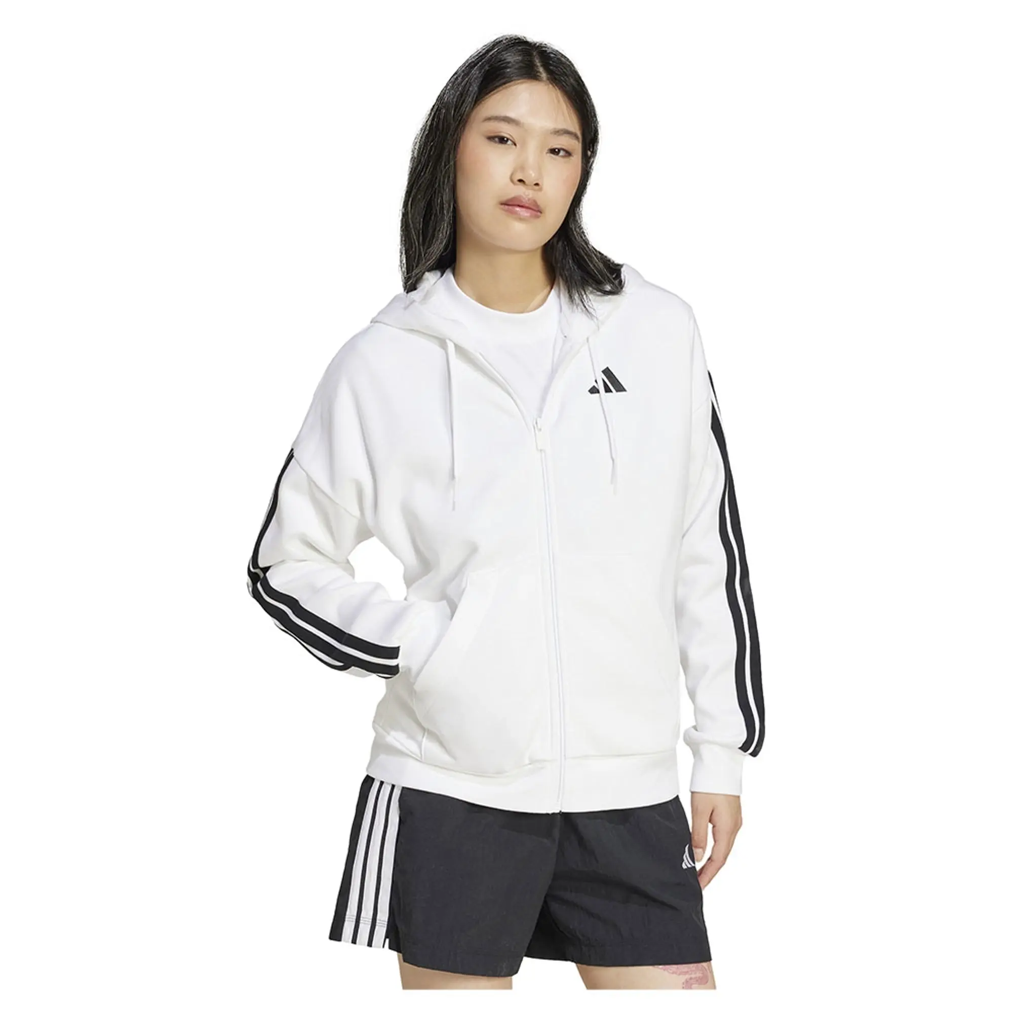 Adidas Essentials 3 Stripes Fleece Full Zip Sweatshirt