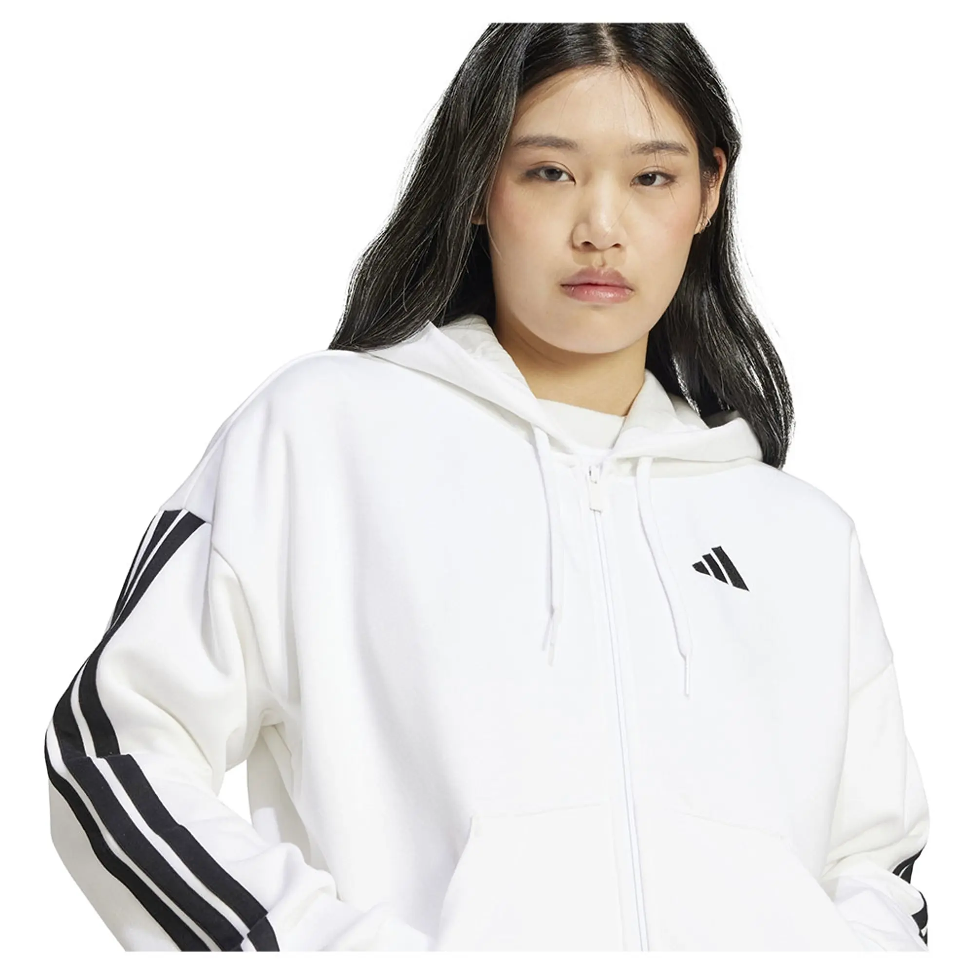 Adidas Essentials 3 Stripes Fleece Full Zip Sweatshirt