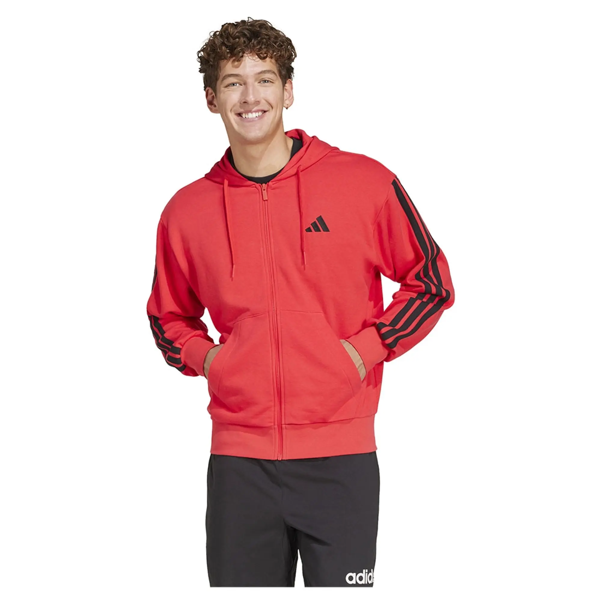 Adidas Essentials 3 Stripes French Terry Full Zip Sweatshirt