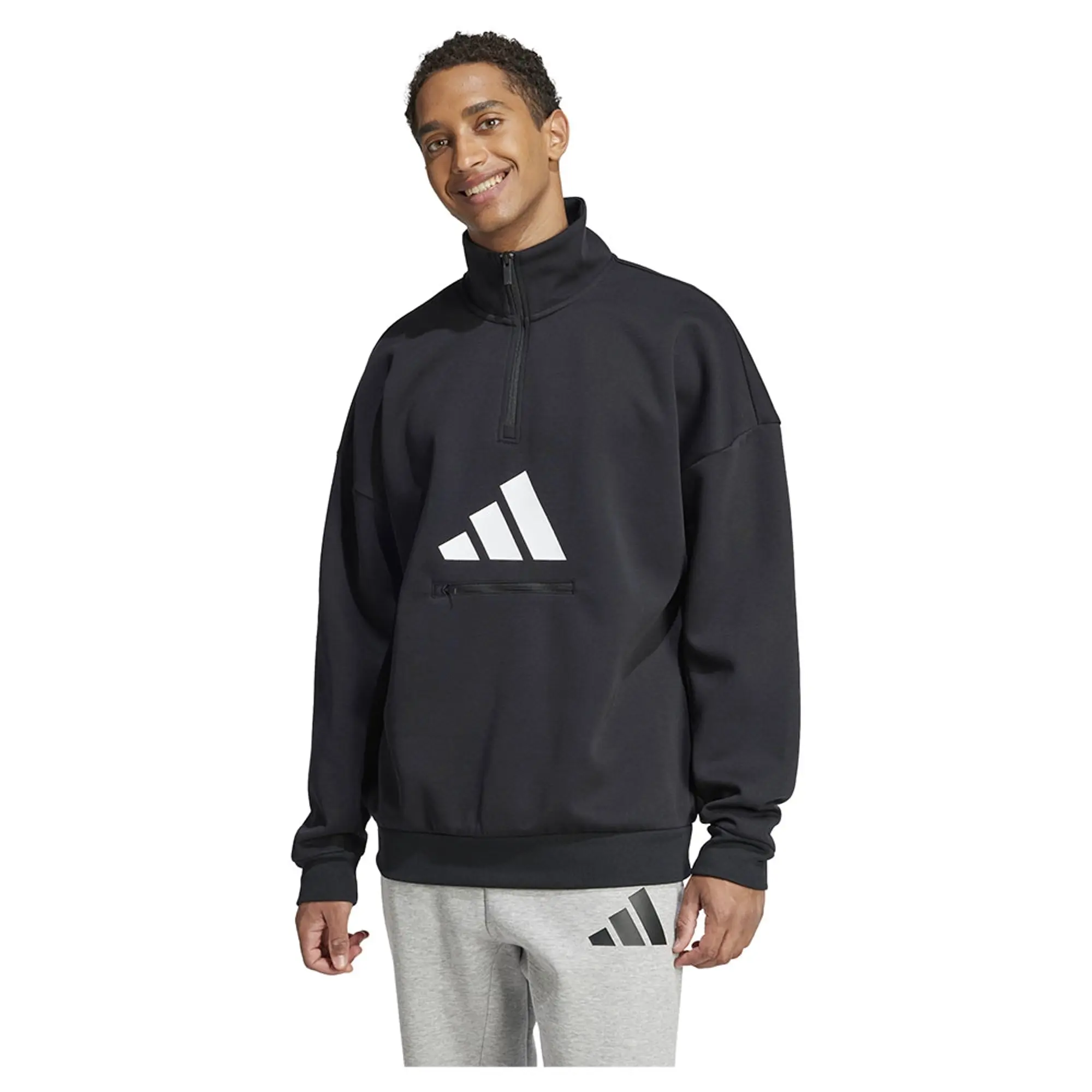 Adidas Future Icons 3 Bar Logo Half Zip Sweatshirt