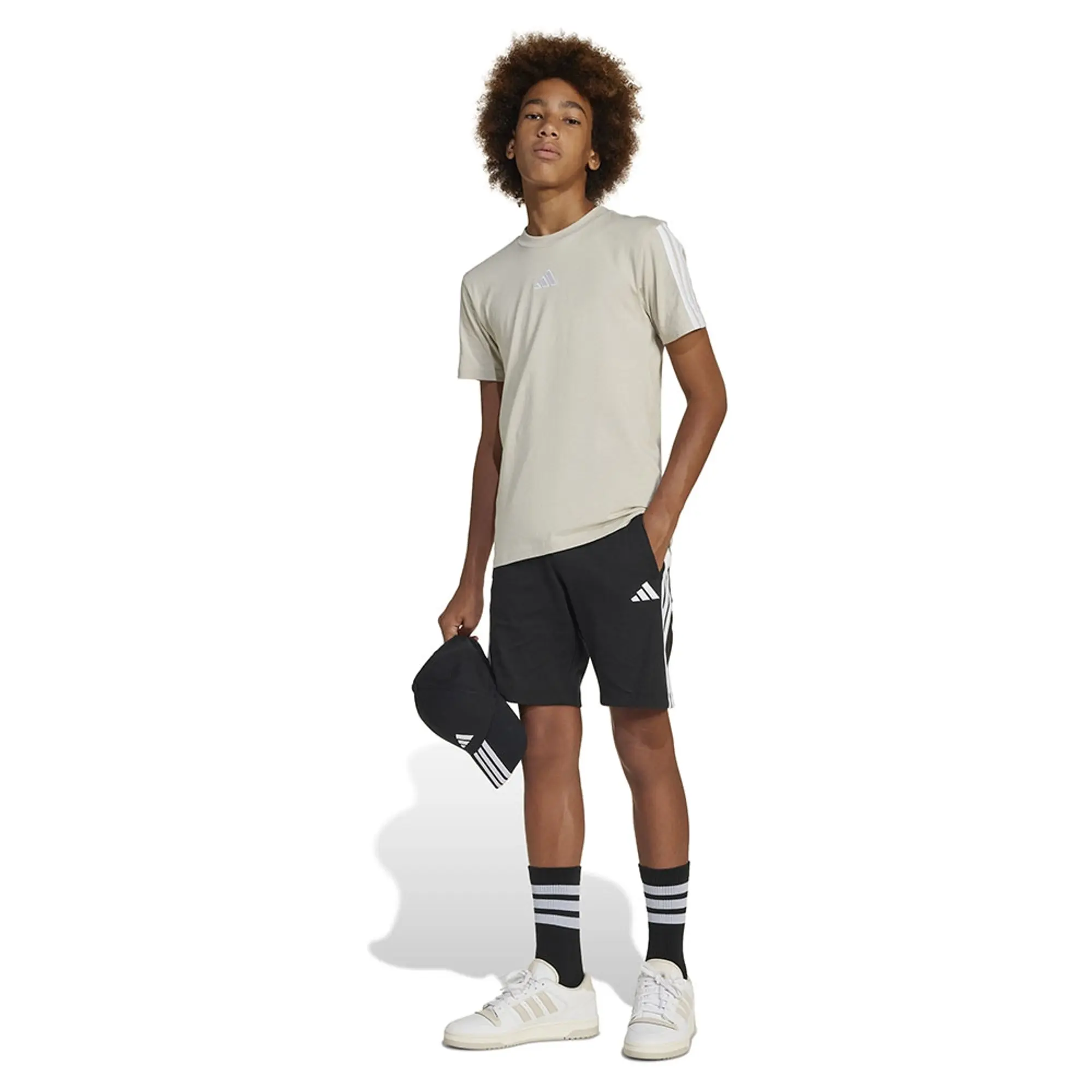 adidas Kids' 3 Bar Shorts, Black/White