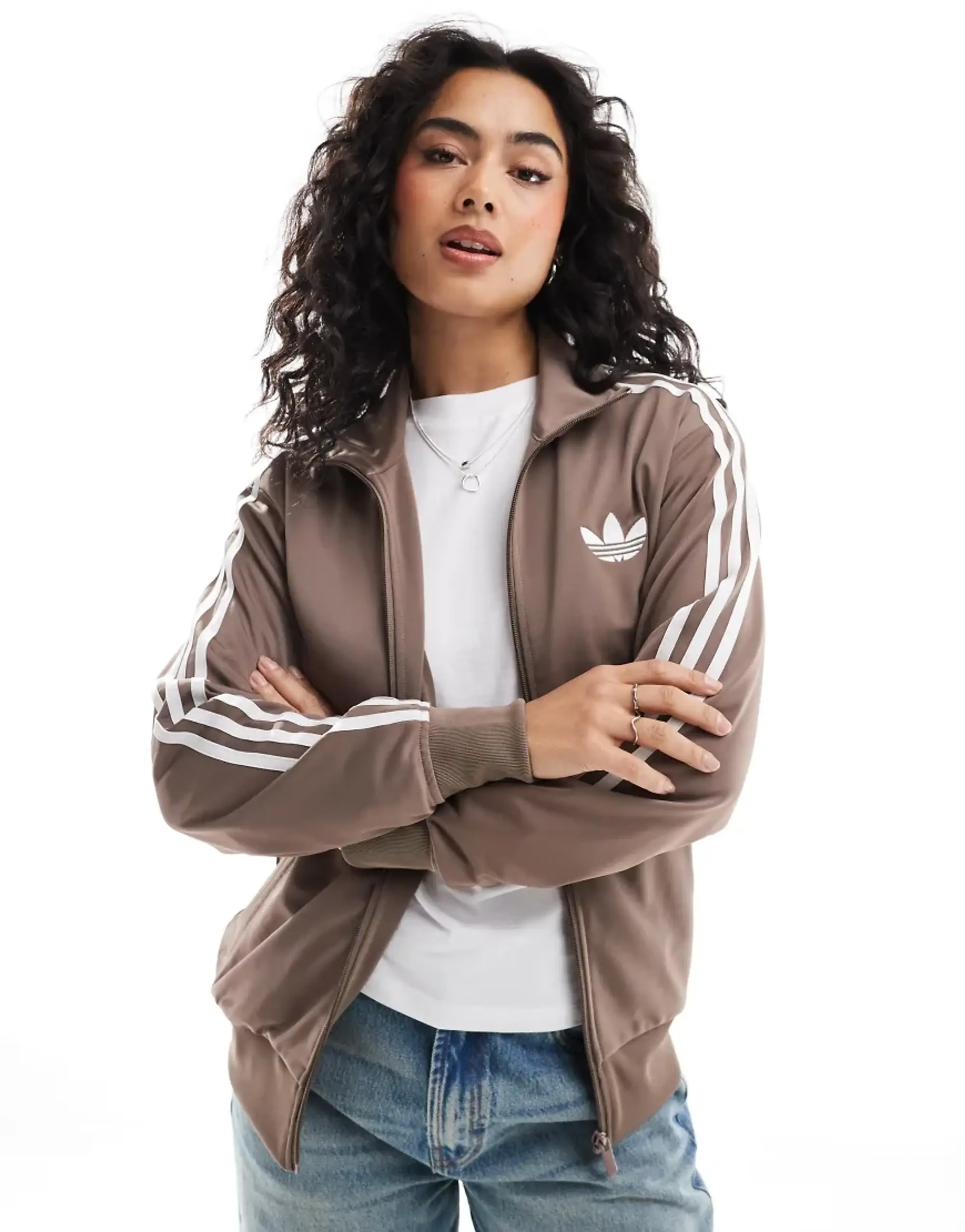 Adidas Originals Adicolor Classic Firebird Loose Track Top In Brown