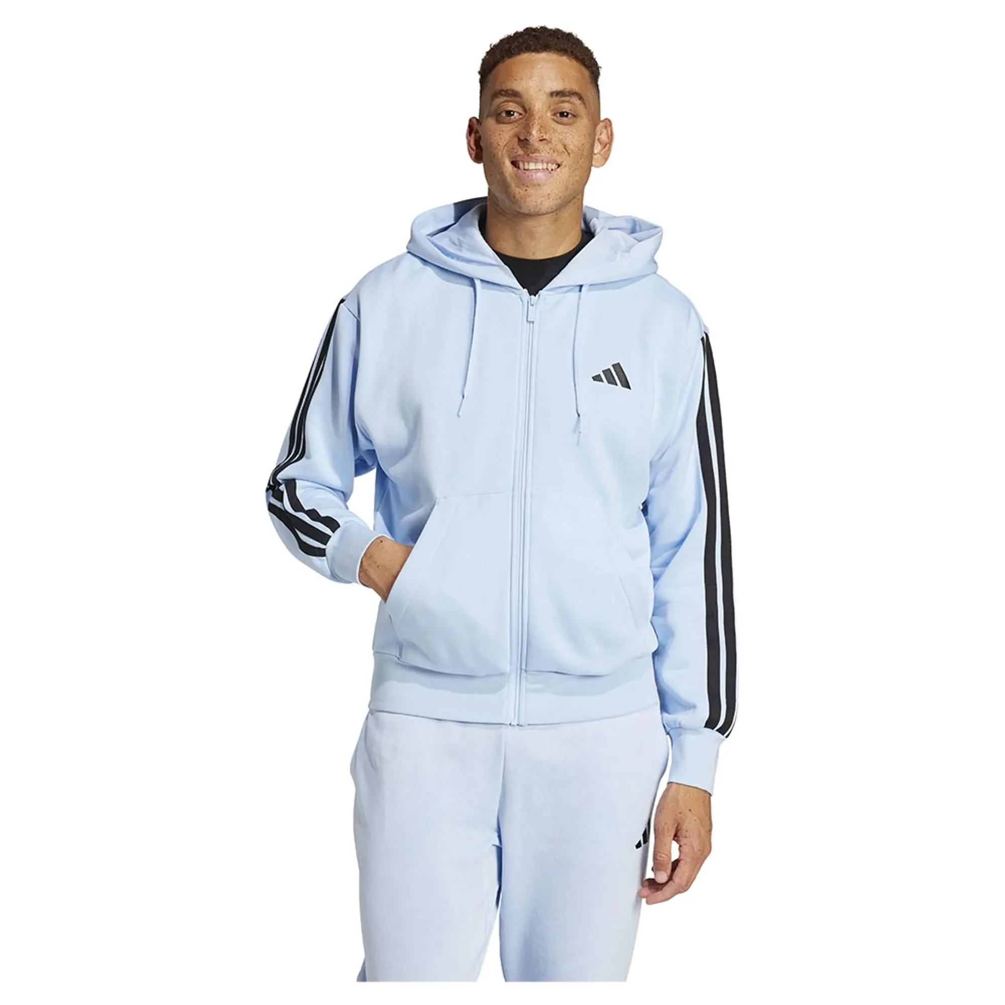 Adidas Essentials 3 Stripes Fleece Full Zip Sweatshirt