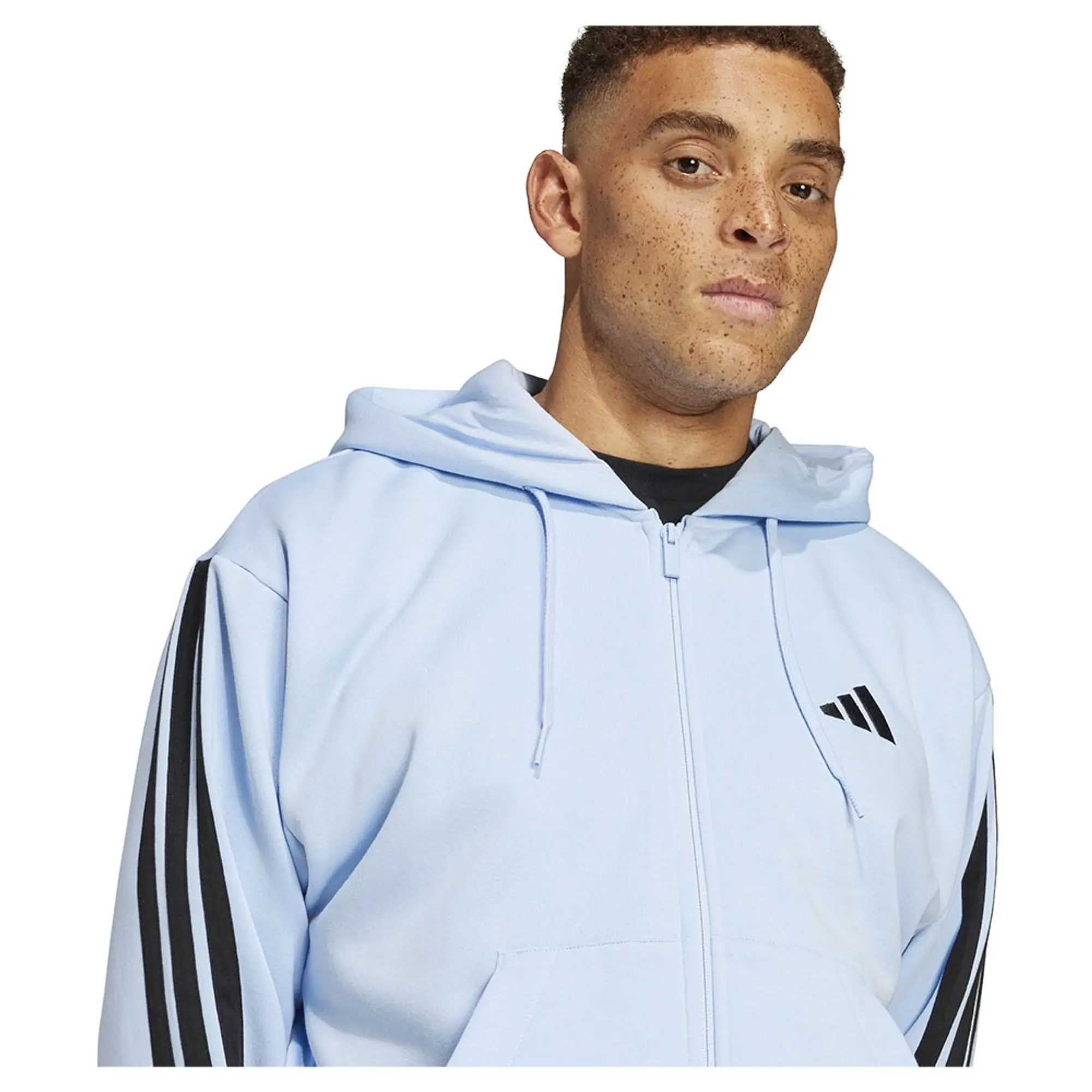Adidas Essentials 3 Stripes Fleece Full Zip Sweatshirt