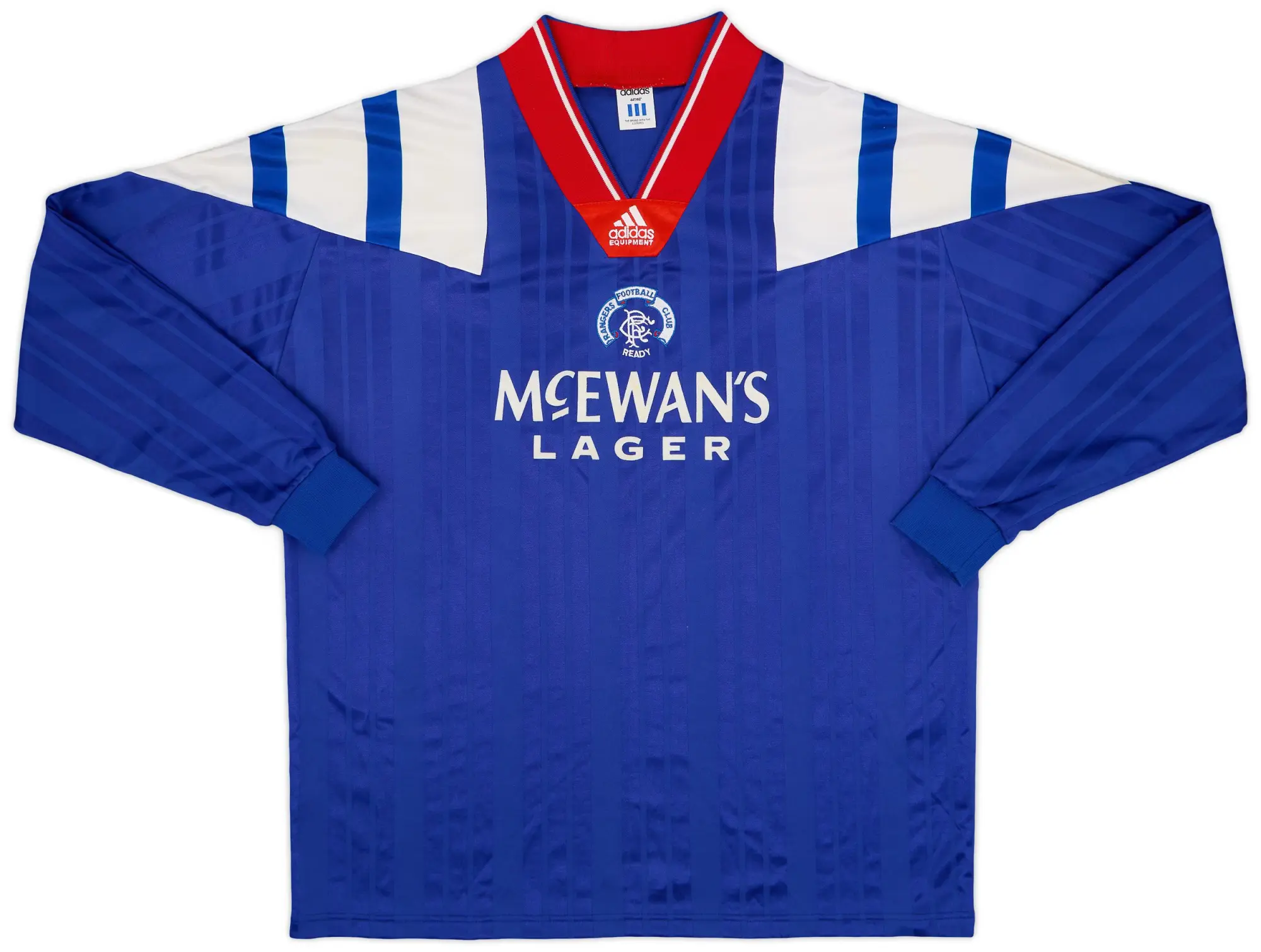 adidas 1992-94 Rangers Player Issue Home L/S Shirt - 8/10 - (L/XL)