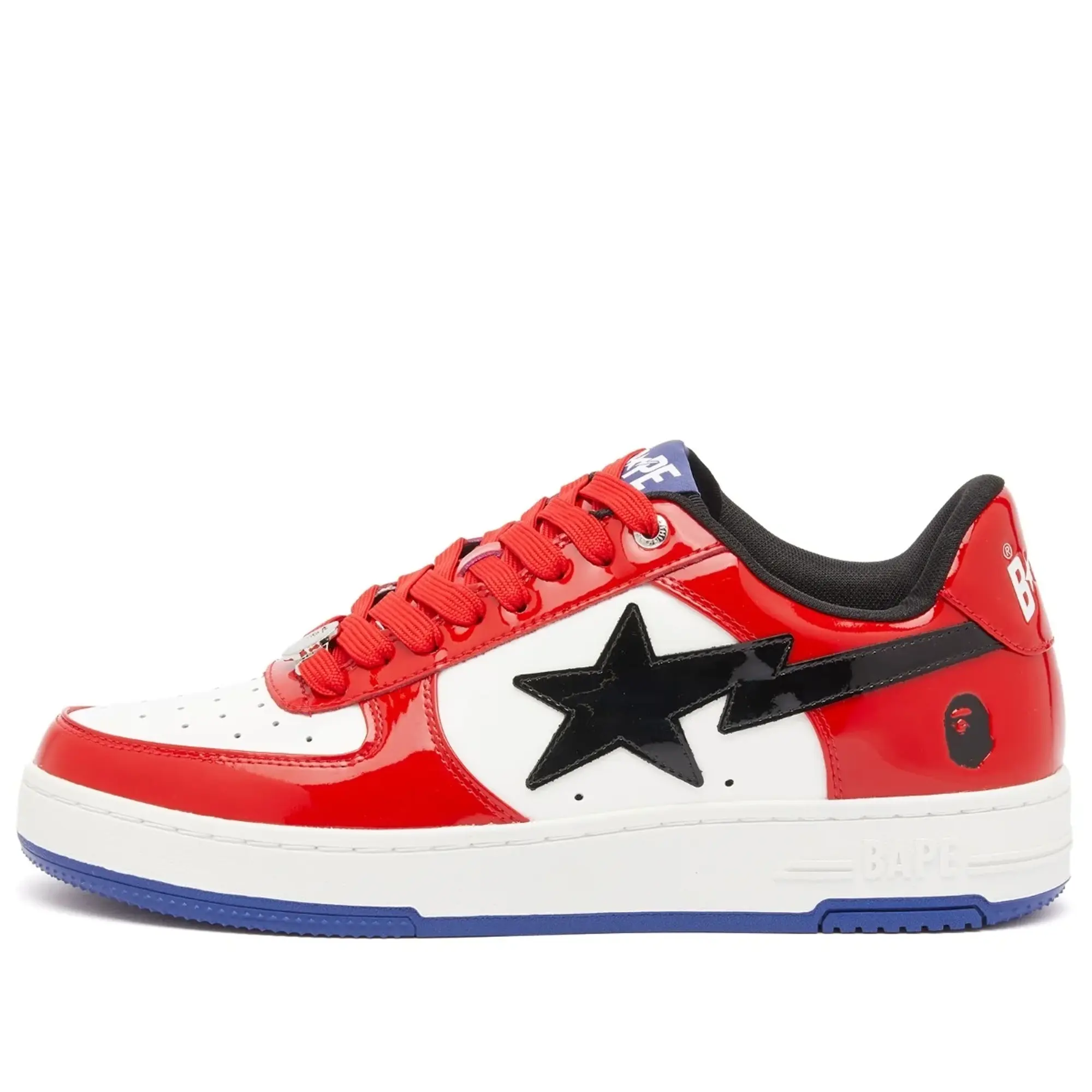A Bathing Ape Men's Patent Leather Bape Sta Sneaker Red/White/Black
