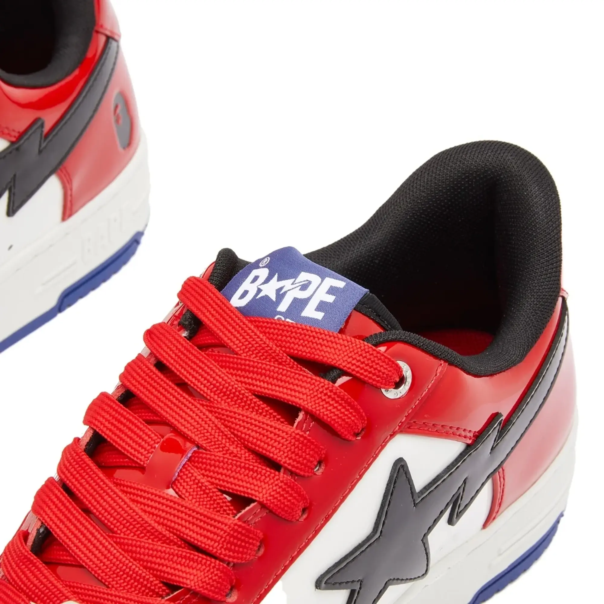 A Bathing Ape Men's Patent Leather Bape Sta Sneaker Red/White/Black