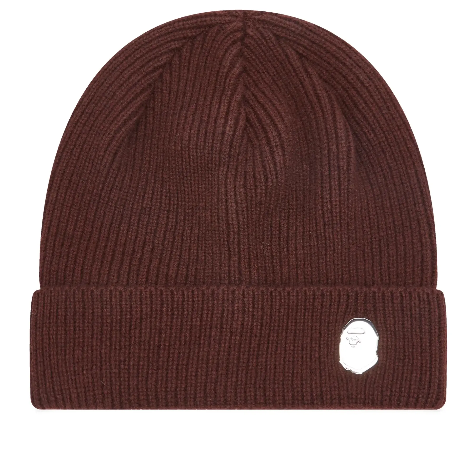 A Bathing Ape Men's One Point Knitted Beanie Hat Brown