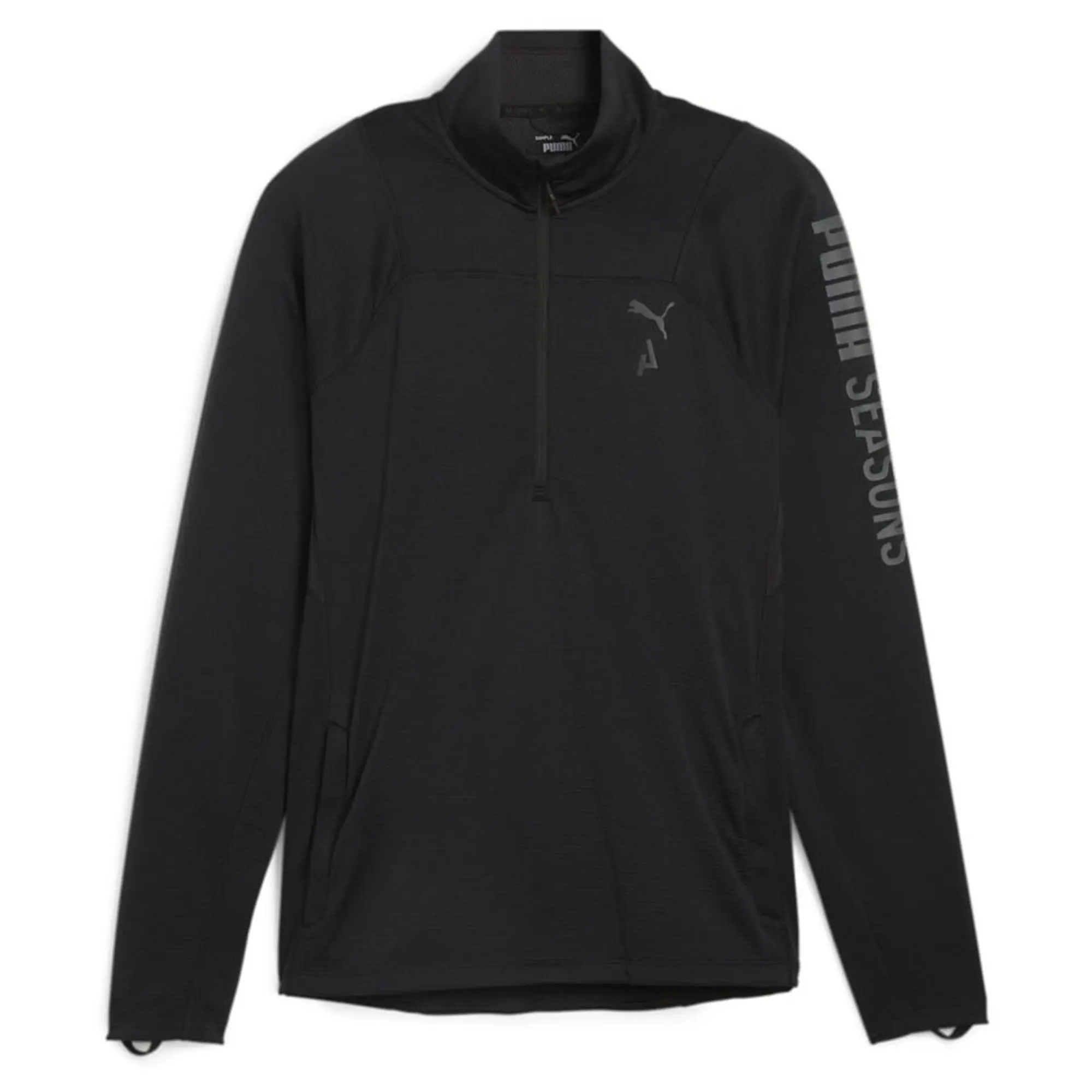 M Seasons Ls 1/4 Zip Polypropylene Rain Cell Puma Black - ['Black']