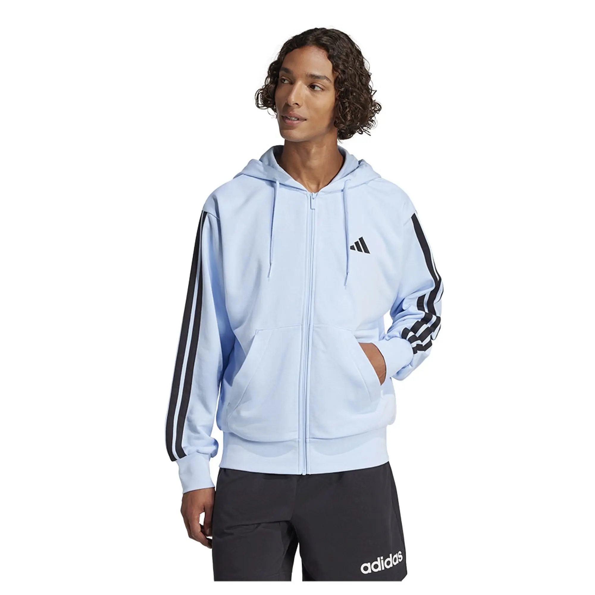 Adidas Essentials 3 Stripes French Terry Full Zip Sweatshirt