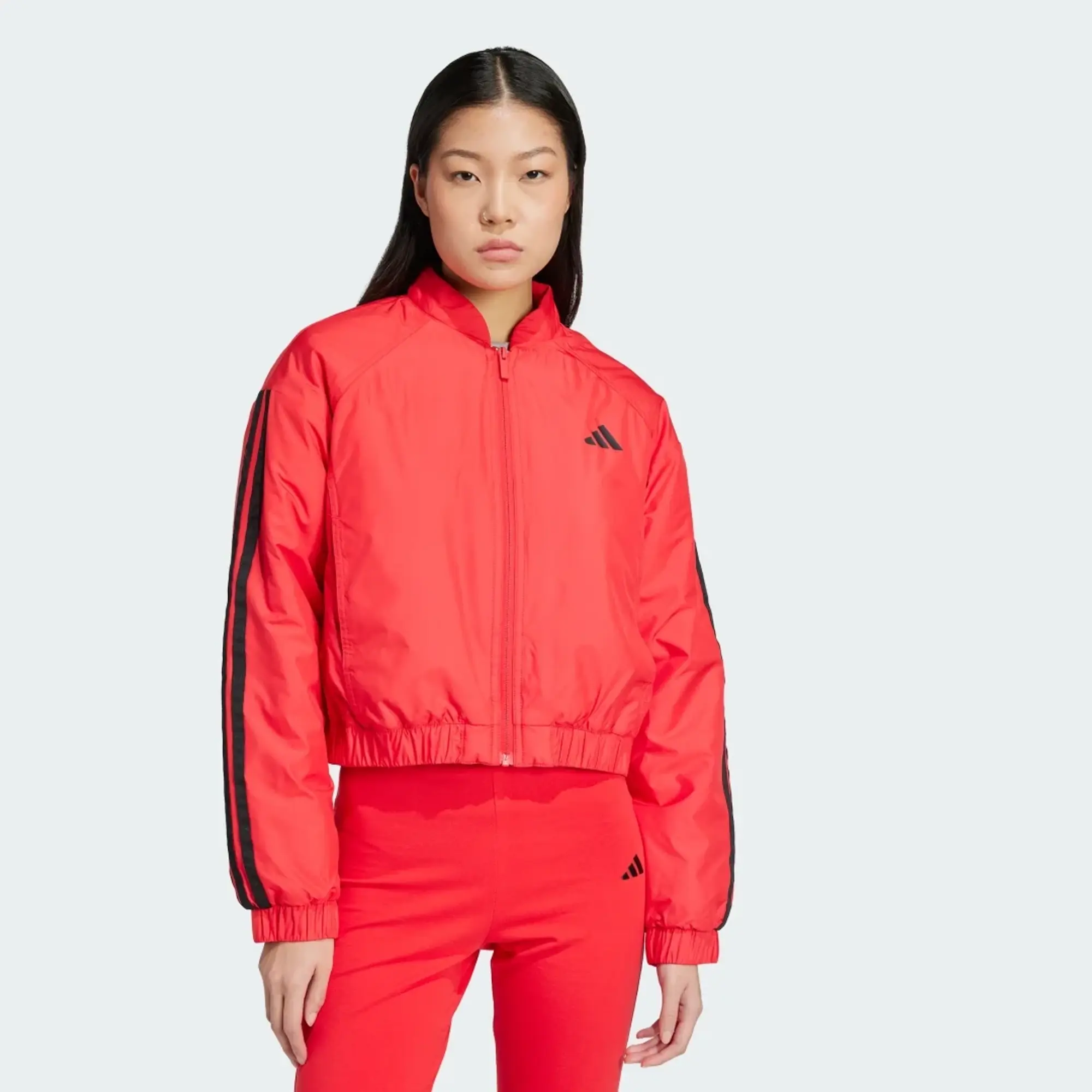 Adidas Essentials 3 Stripes Insulated Crop Bomber Jacket