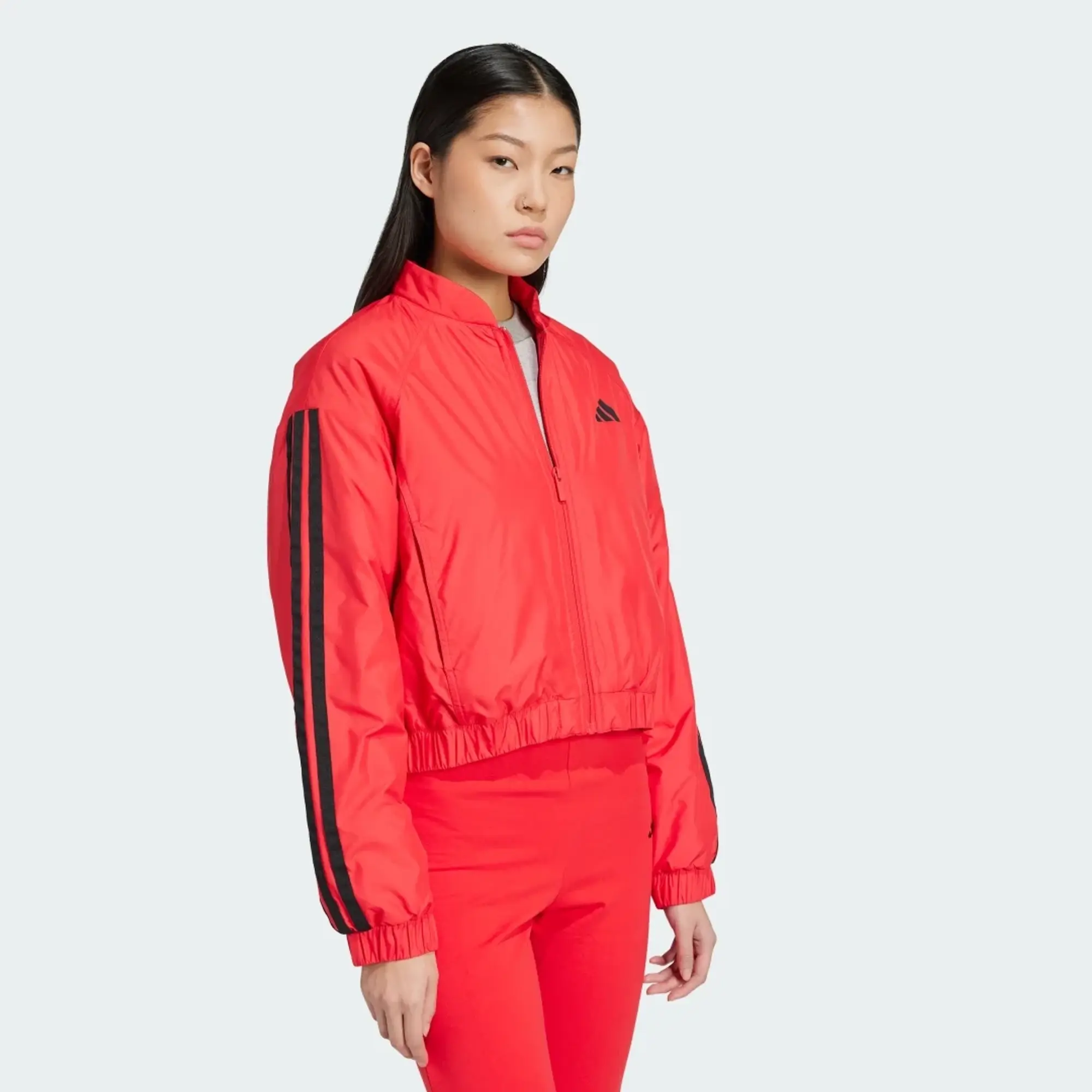 Adidas Essentials 3 Stripes Insulated Crop Bomber Jacket