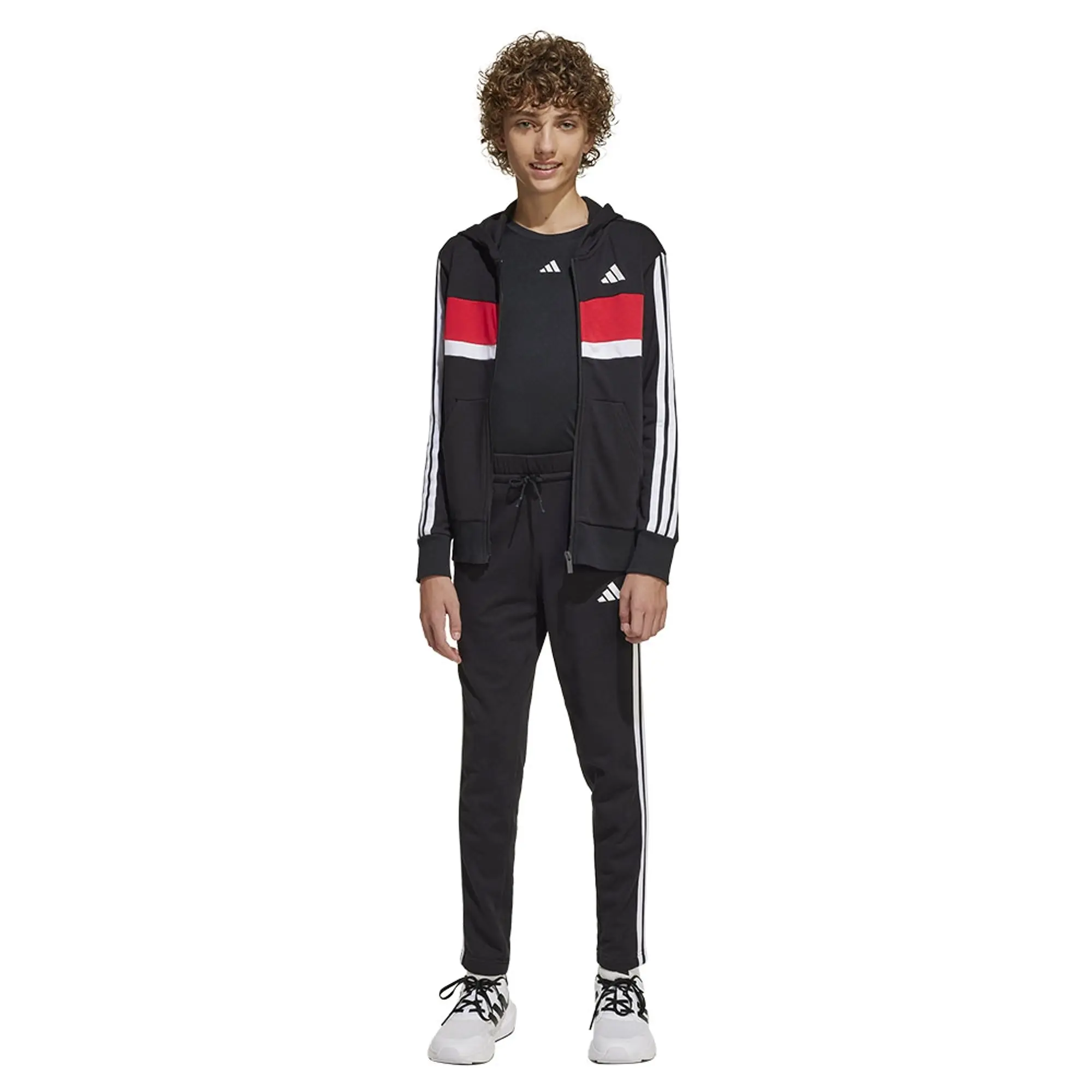 Manchester United x adidas Kids Essentials Tiberio 3-Stripes French Terry Tracksuit Black