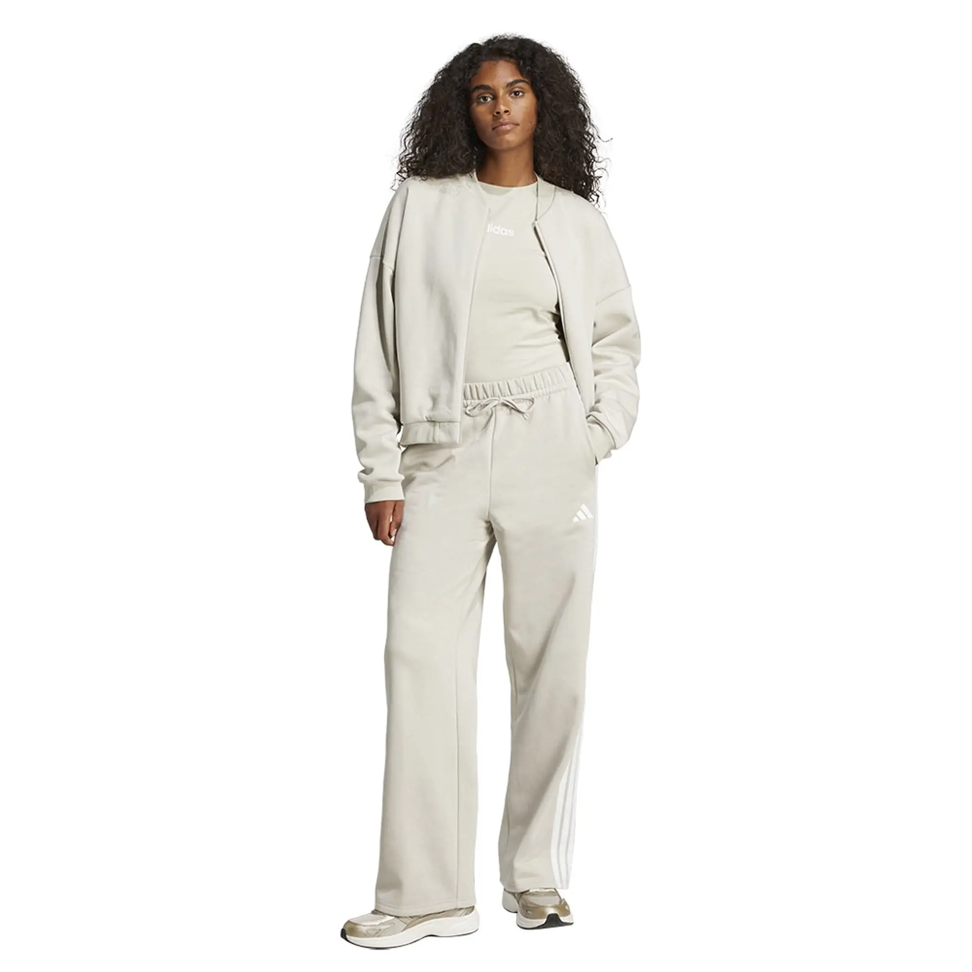 Adidas Essentials 3 Stripes Open Hem Fleece Joggers